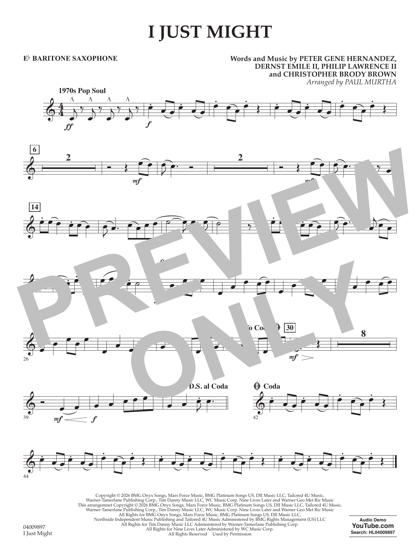 I Just Might (arr. Paul Murtha) - Eb Baritone Saxophone