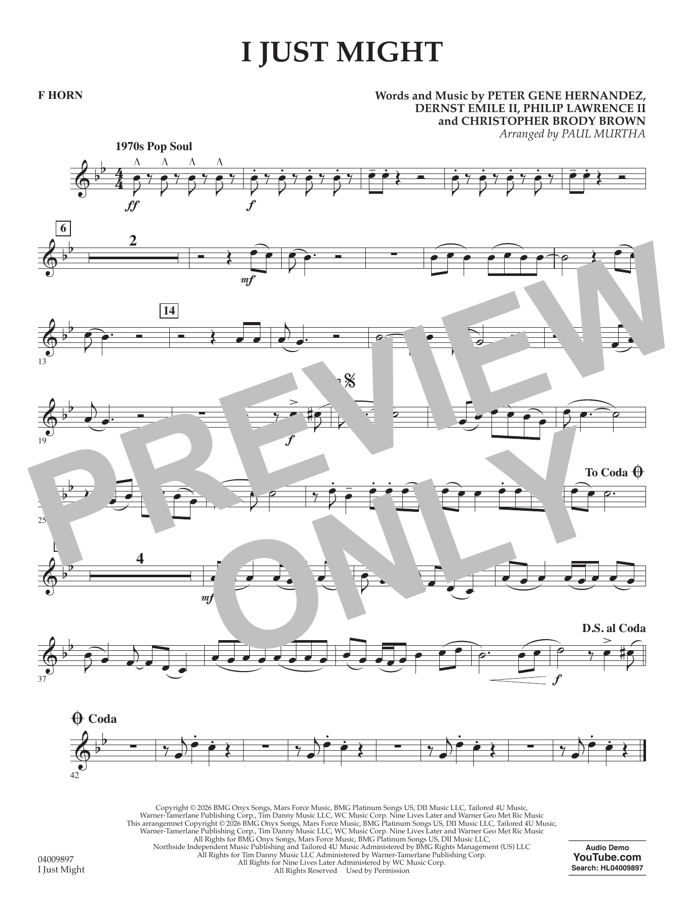 I Just Might (arr. Paul Murtha) - F Horn