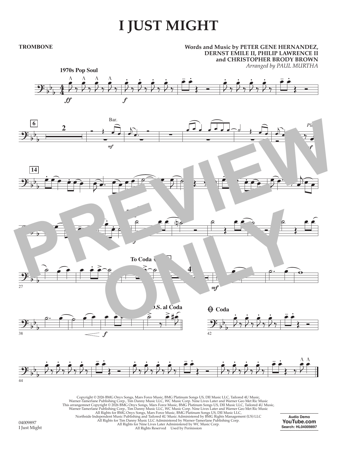 I Just Might (arr. Paul Murtha) - Trombone