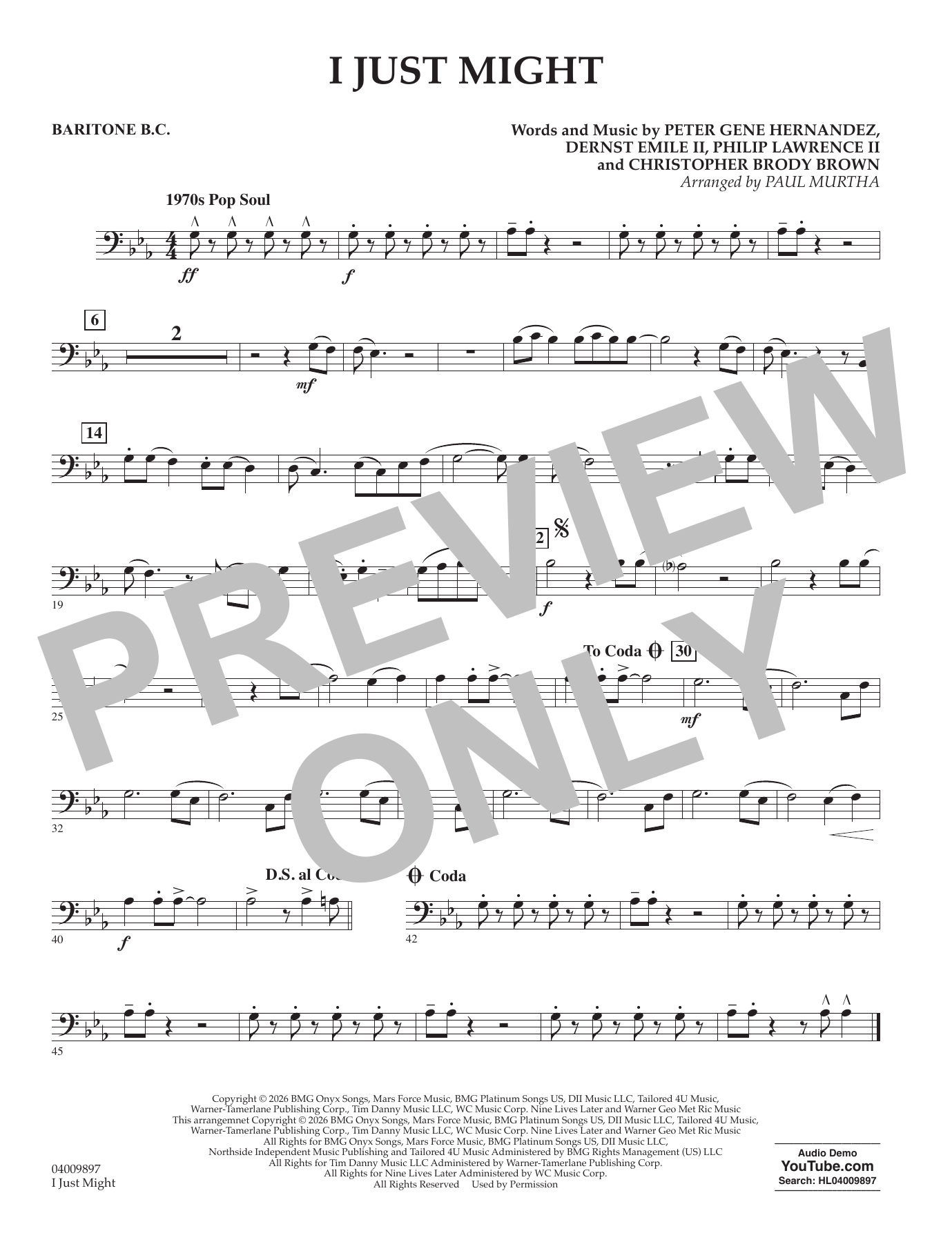 I Just Might (arr. Paul Murtha) - Baritone B.C.