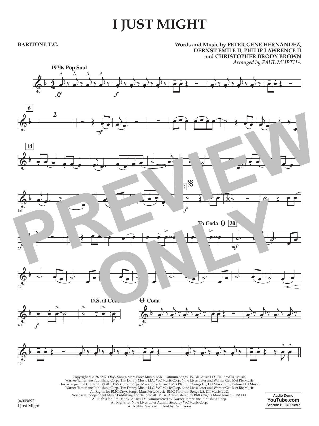 I Just Might (arr. Paul Murtha) - Baritone T.C.