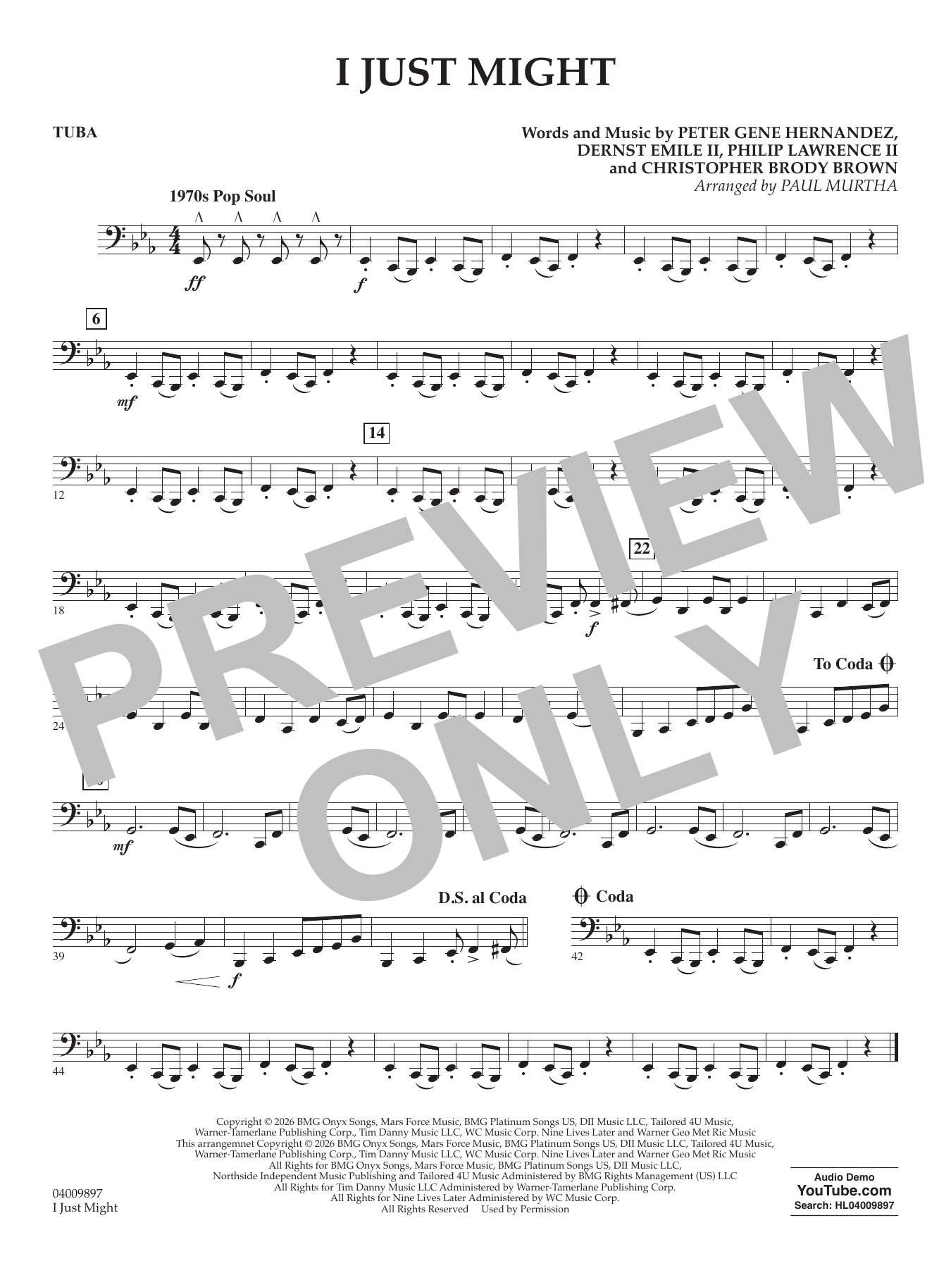I Just Might (arr. Paul Murtha) - Tuba