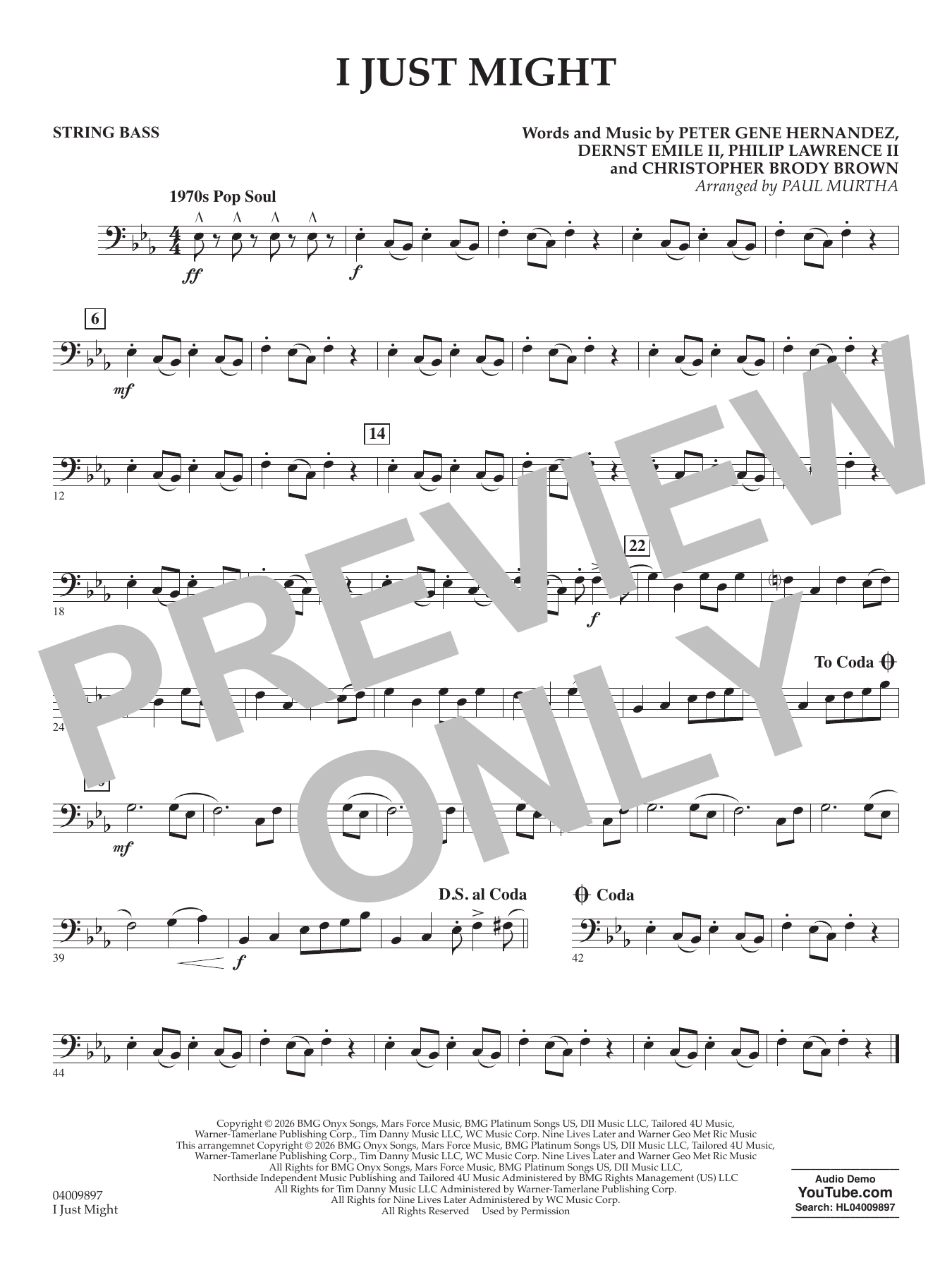 I Just Might (arr. Paul Murtha) - String Bass