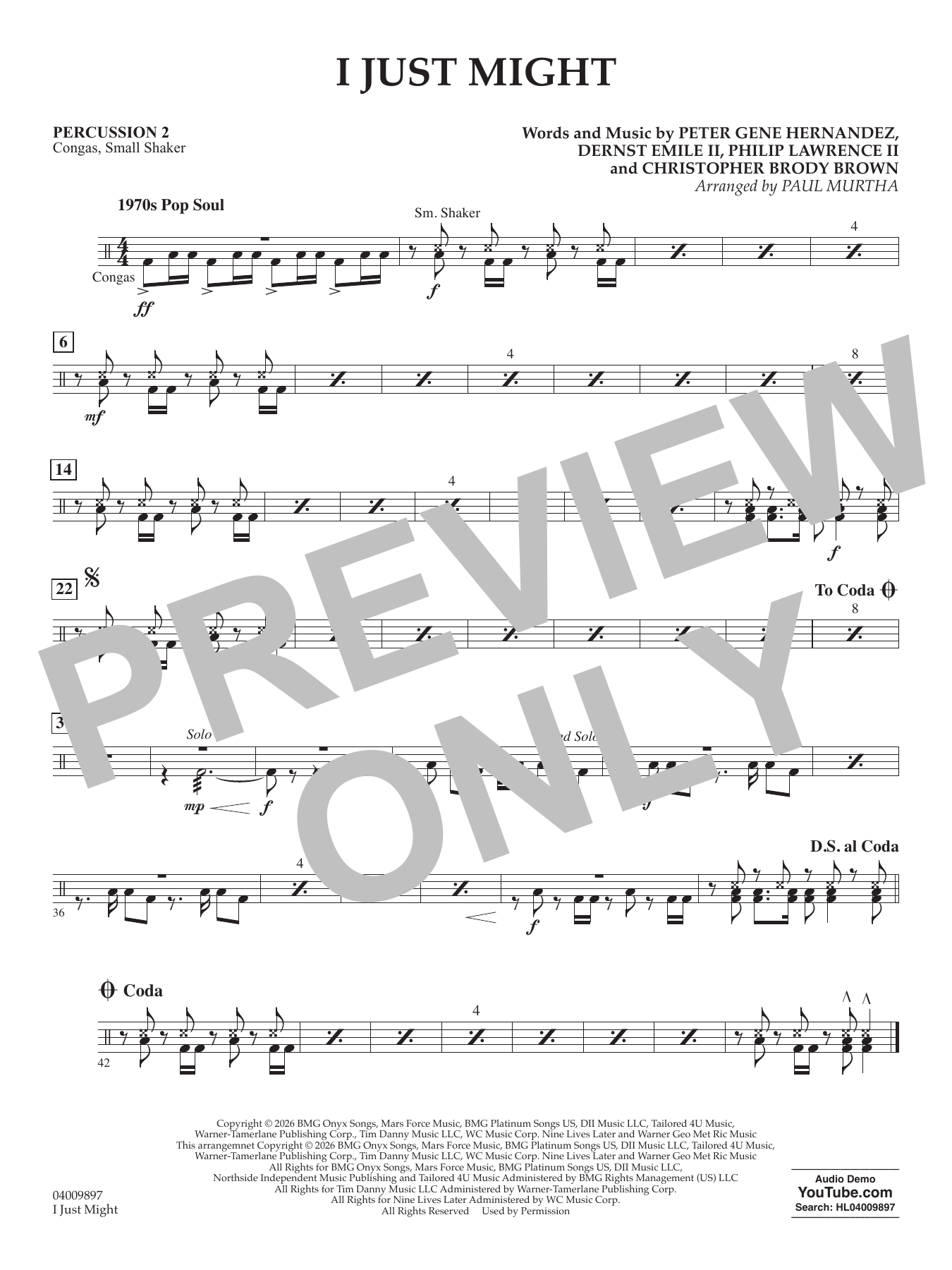 I Just Might (arr. Paul Murtha) - Percussion 2