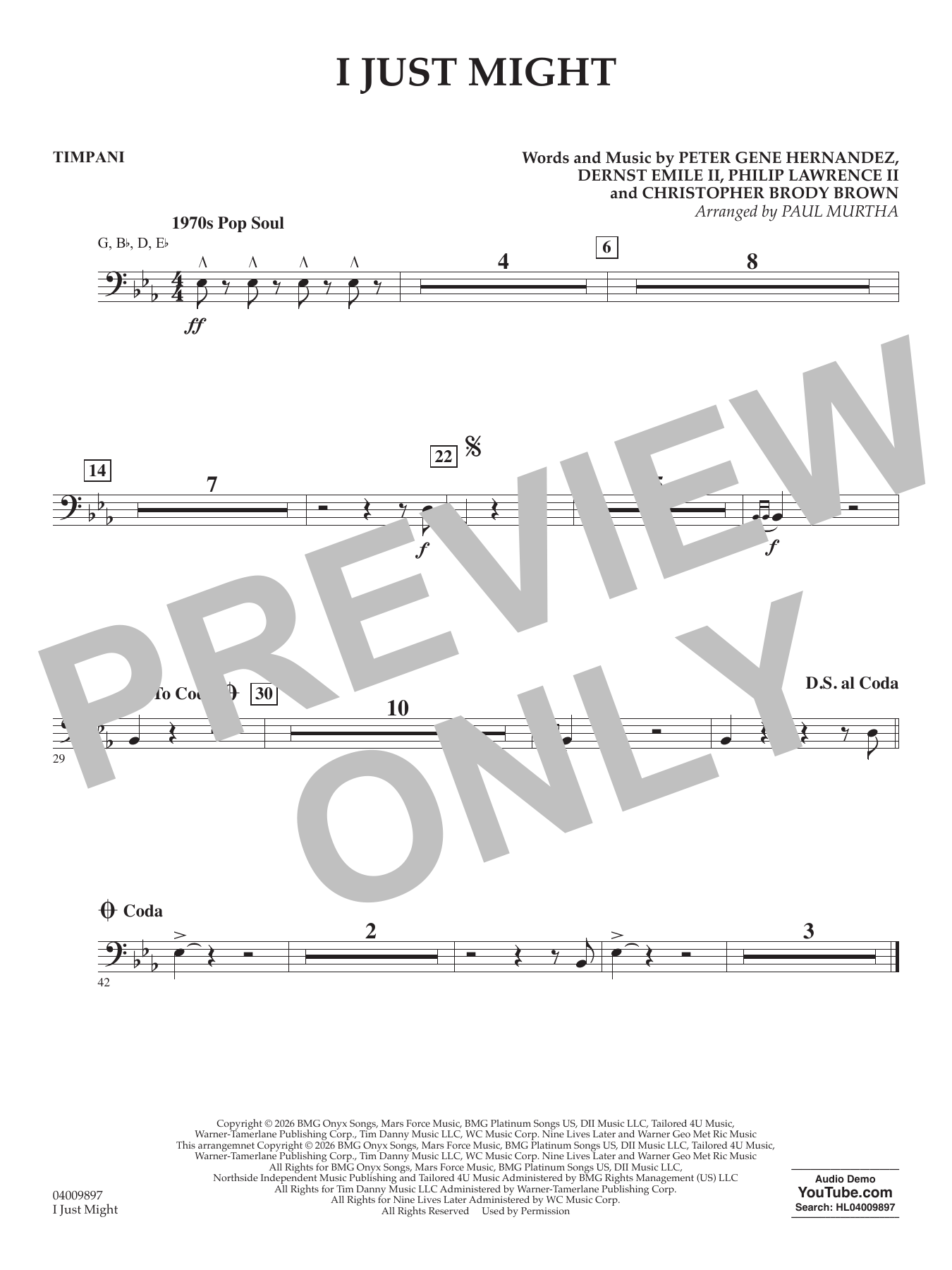 I Just Might (arr. Paul Murtha) - Timpani
