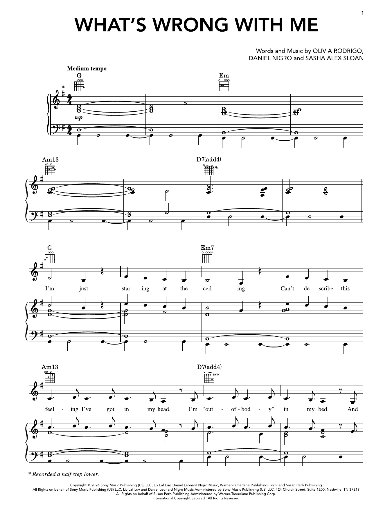 what's wrong with me: Piano/Vocal/Guitar Sheet