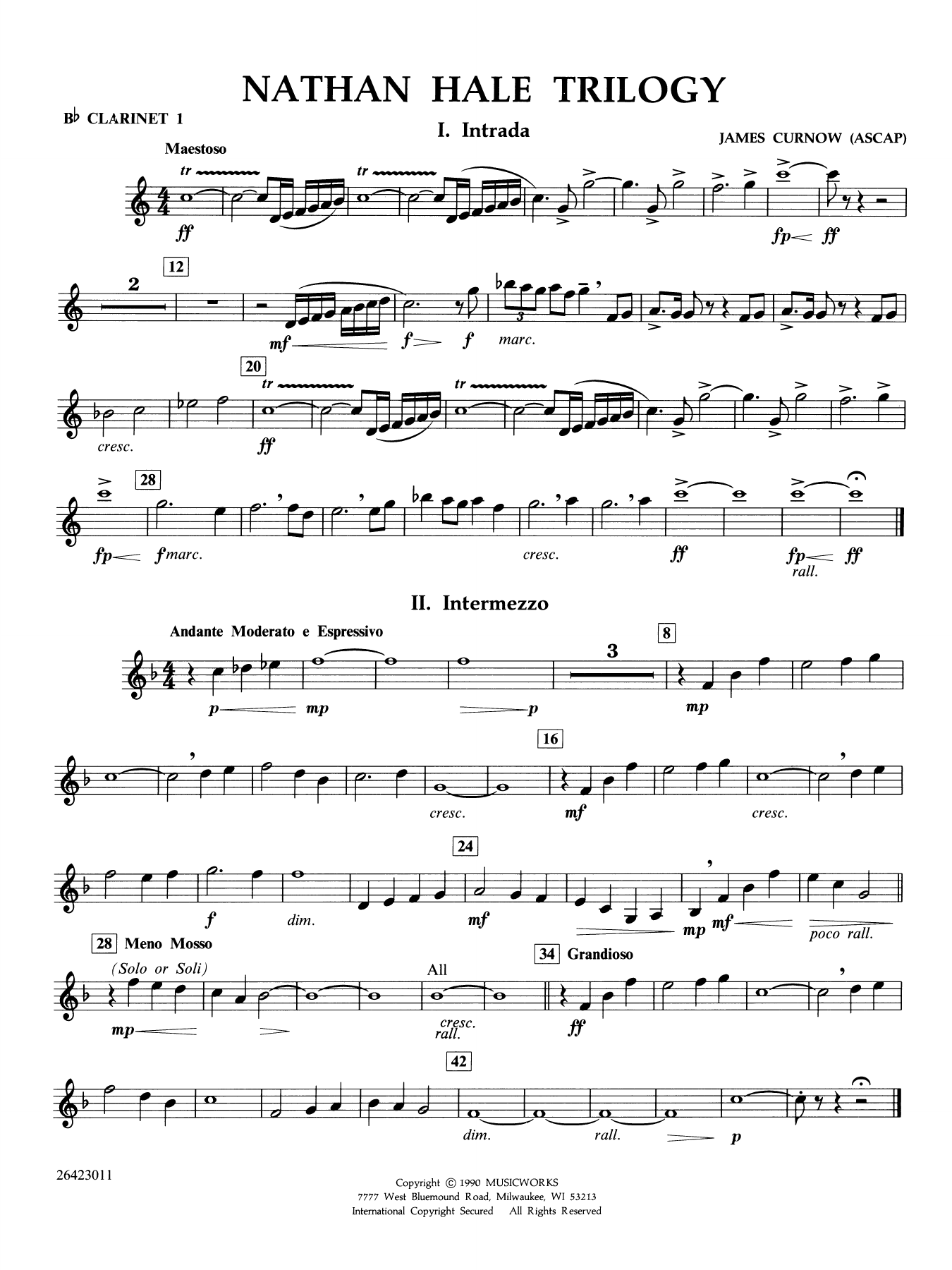 Nathan Hale Trilogy - Bb Clarinet 1