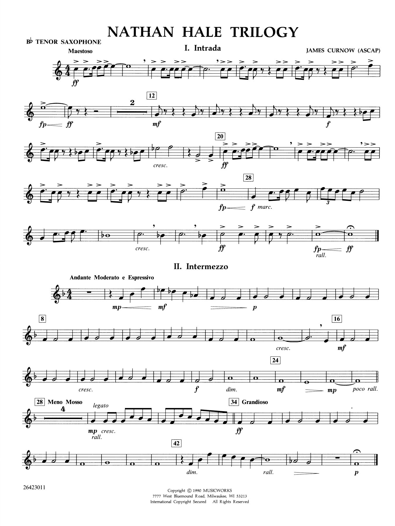 Nathan Hale Trilogy - Bb Tenor Saxophone