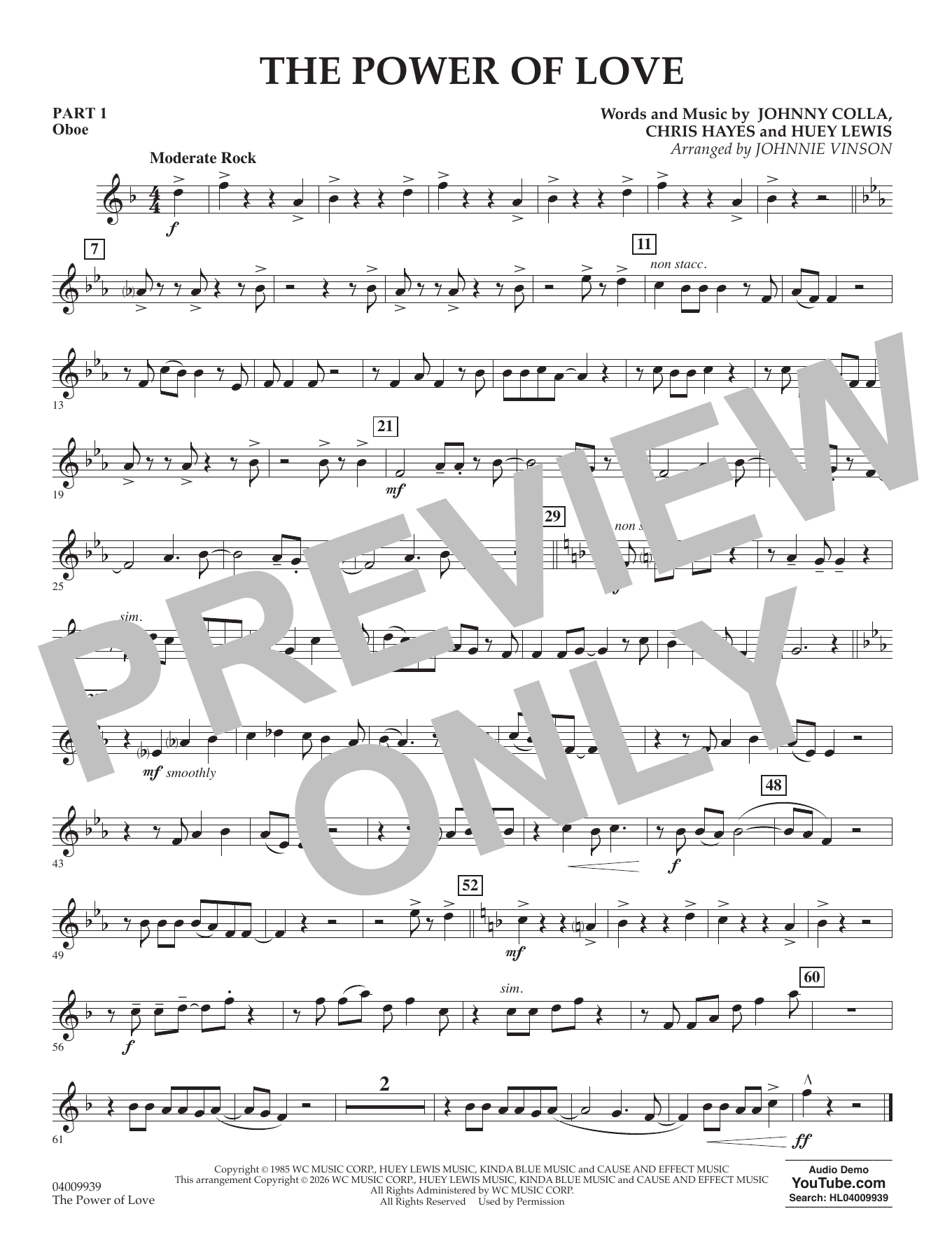 The Power Of Love (arr. Johnnie Vinson) - Pt.1 - Oboe
