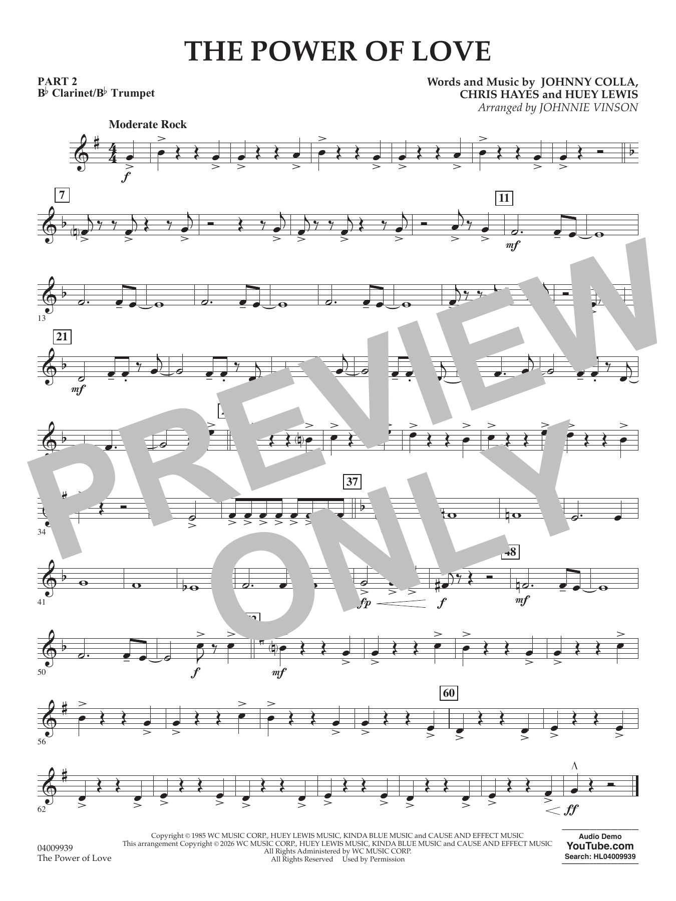 The Power Of Love (arr. Johnnie Vinson) - Pt.2 - Bb Clarinet/Bb Trumpet