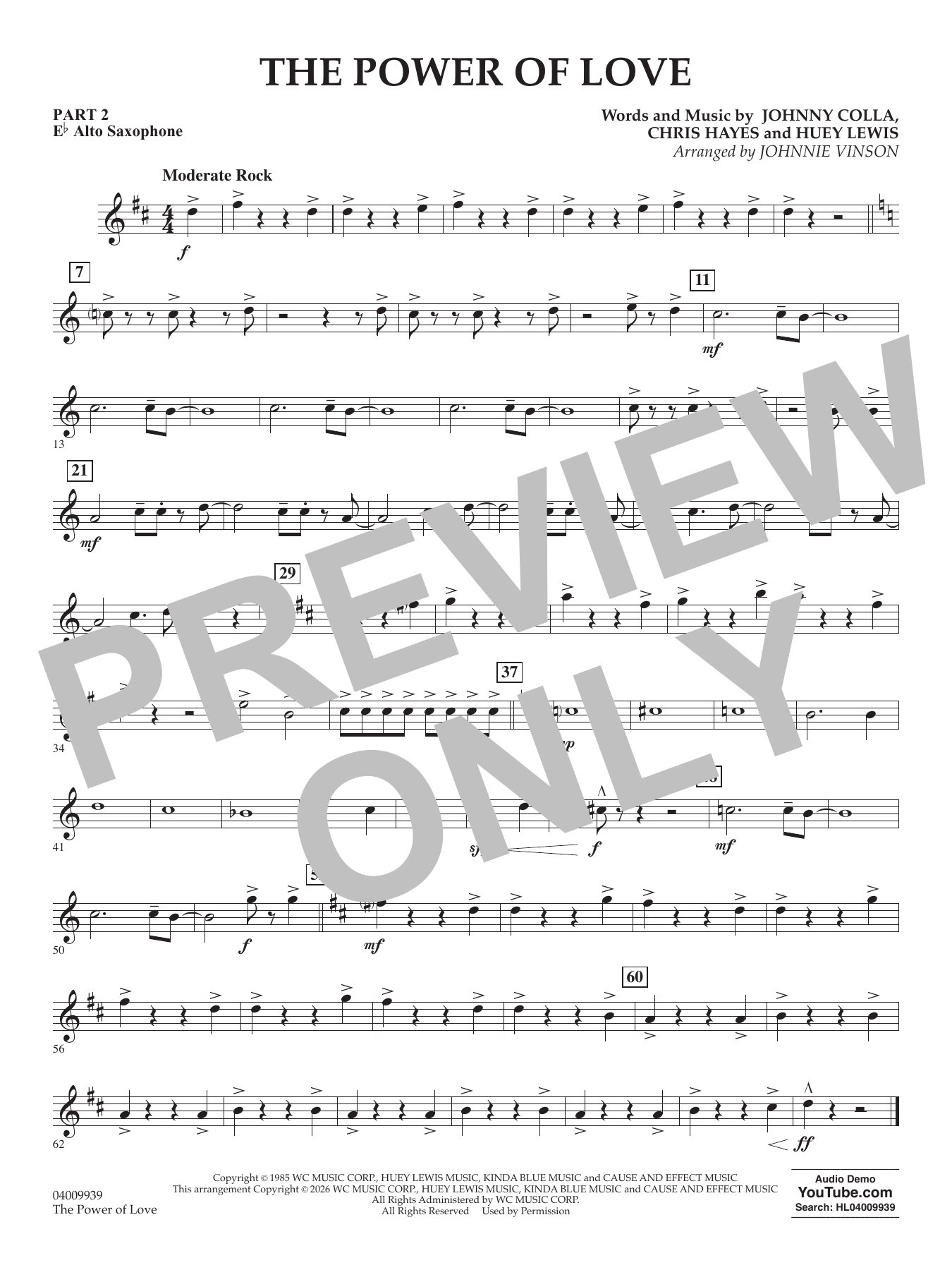 The Power Of Love (arr. Johnnie Vinson) - Pt.2 - Eb Alto Saxophone
