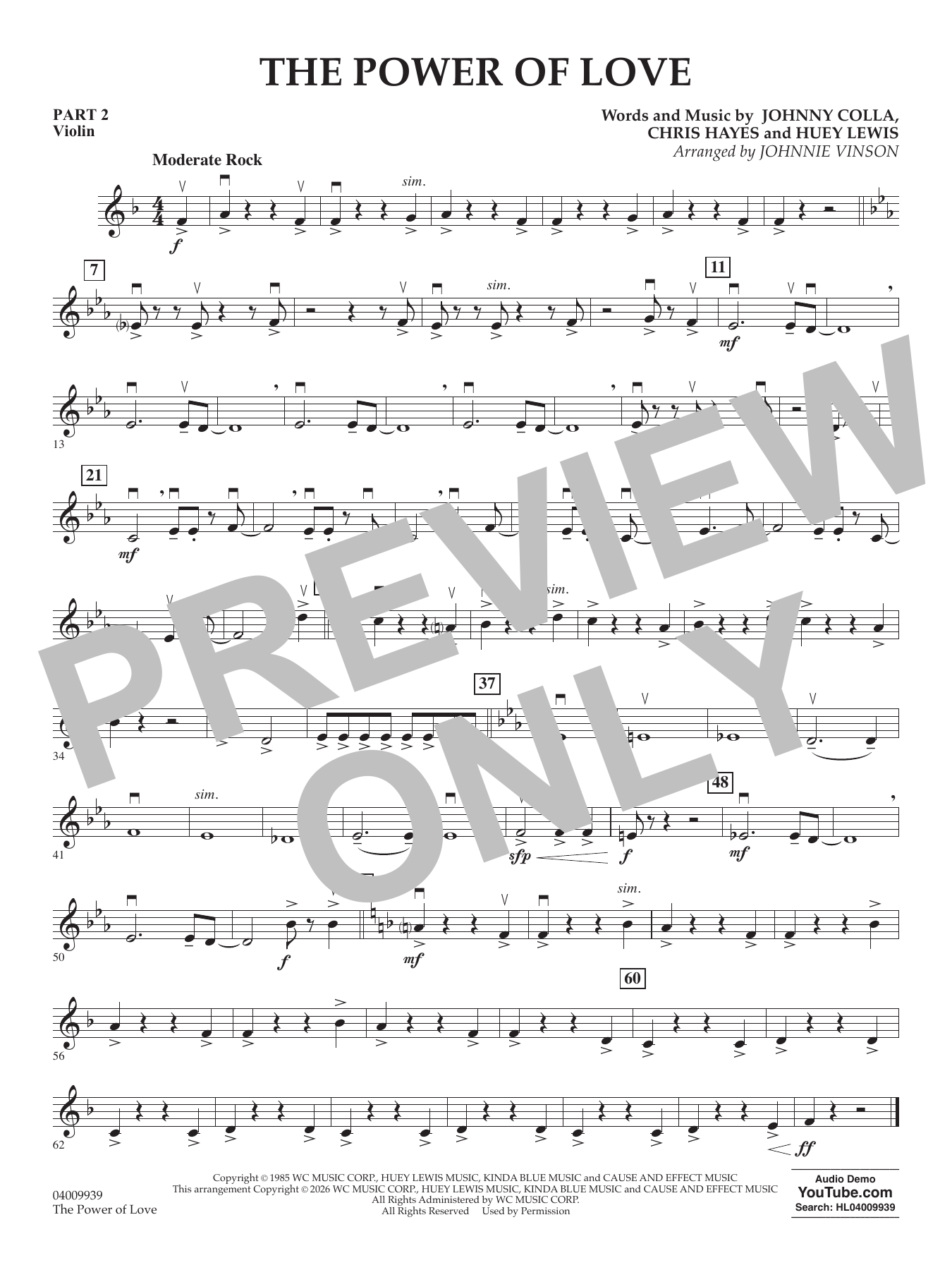 The Power Of Love (arr. Johnnie Vinson) - Pt.2 - Violin