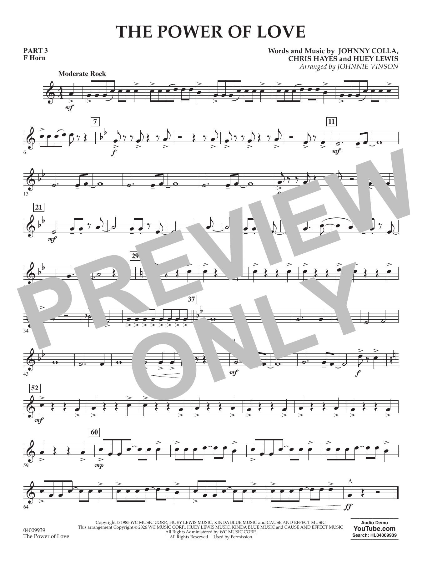 The Power Of Love (arr. Johnnie Vinson) - Pt.3 - F Horn