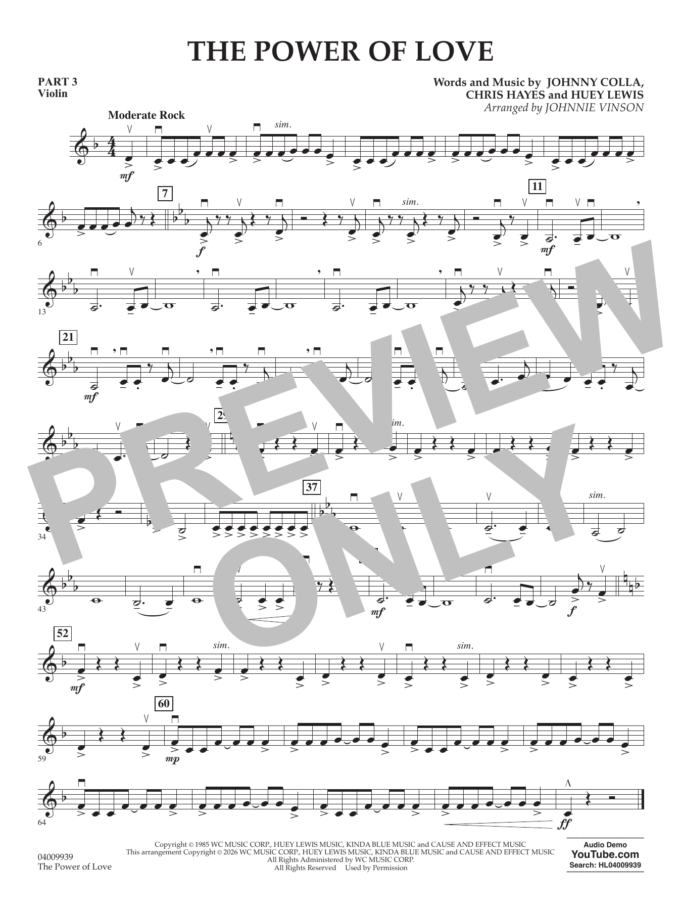 The Power Of Love (arr. Johnnie Vinson) - Pt.3 - Violin