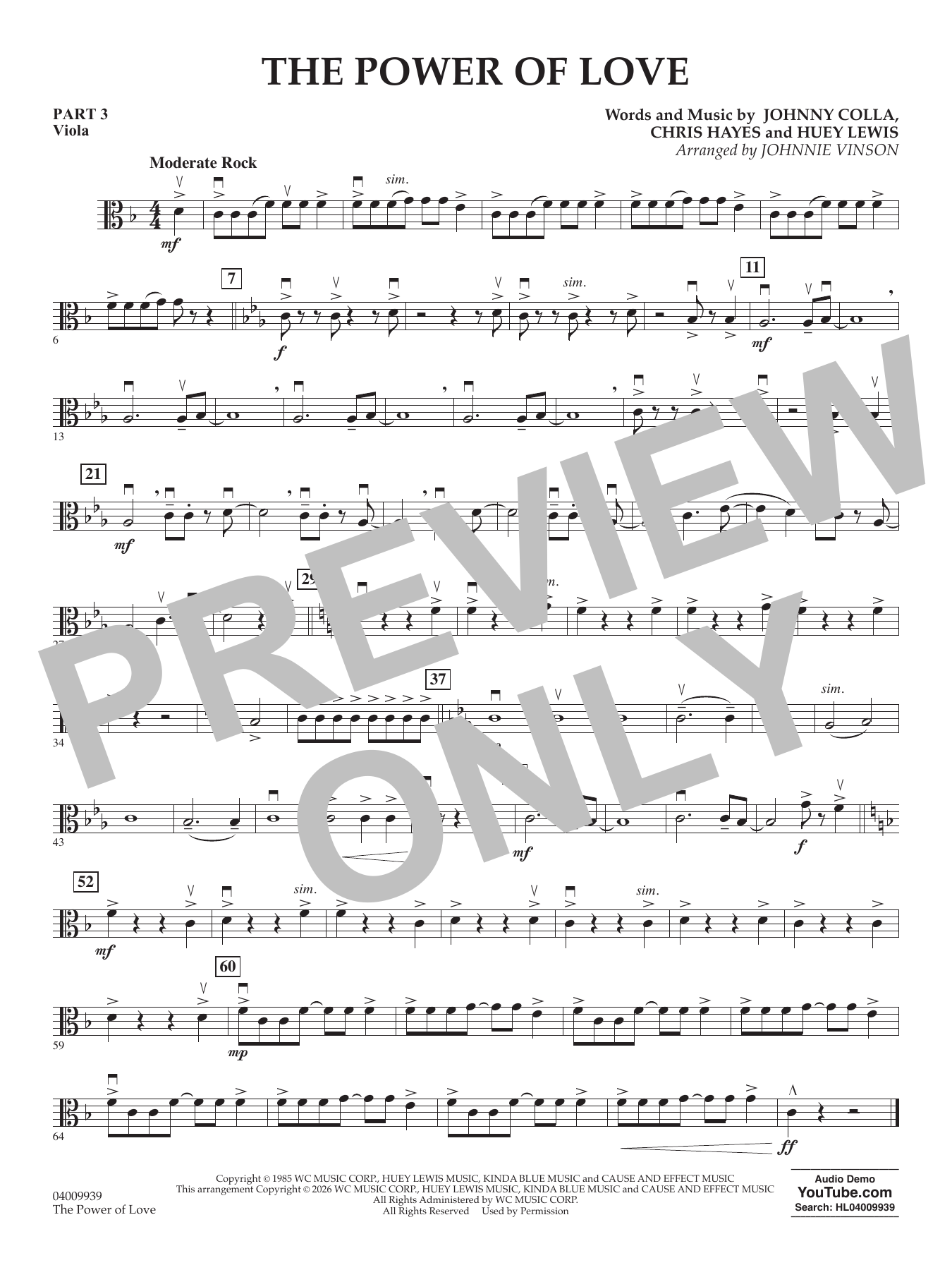 The Power Of Love (arr. Johnnie Vinson) - Pt.3 - Viola