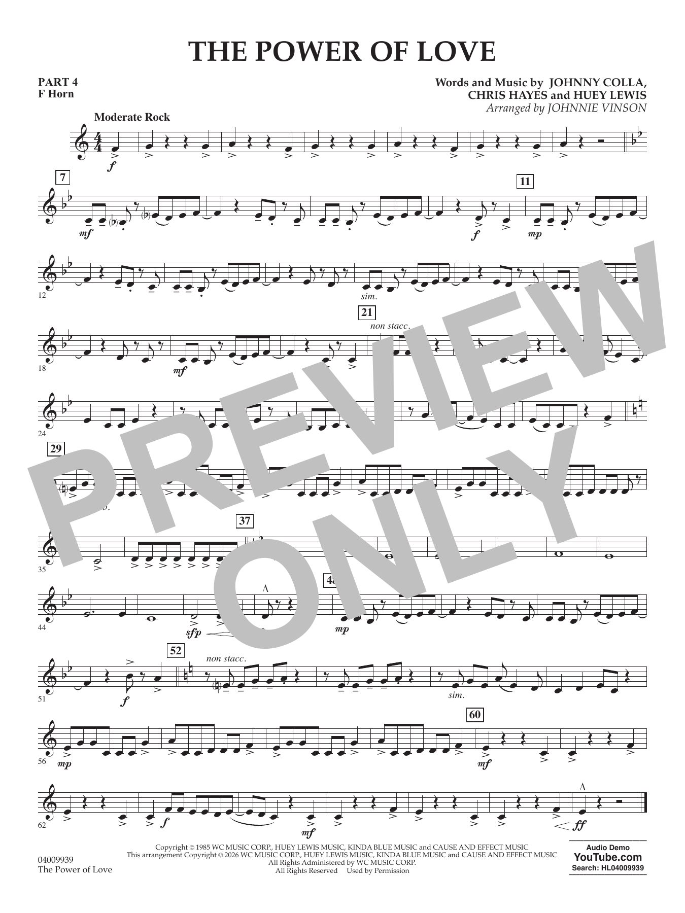 The Power Of Love (arr. Johnnie Vinson) - Pt.4 - F Horn