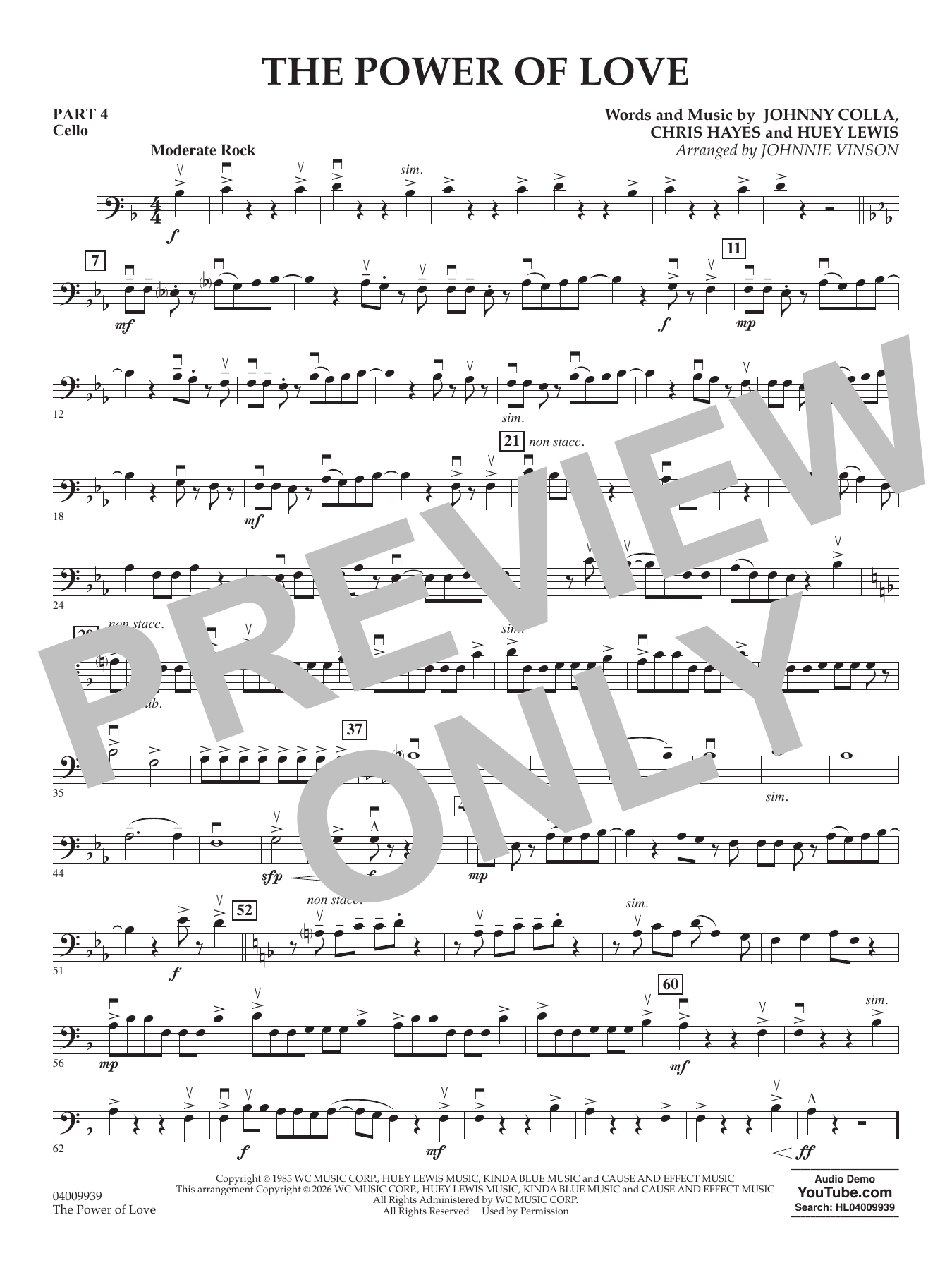The Power Of Love (arr. Johnnie Vinson) - Pt.4 - Cello
