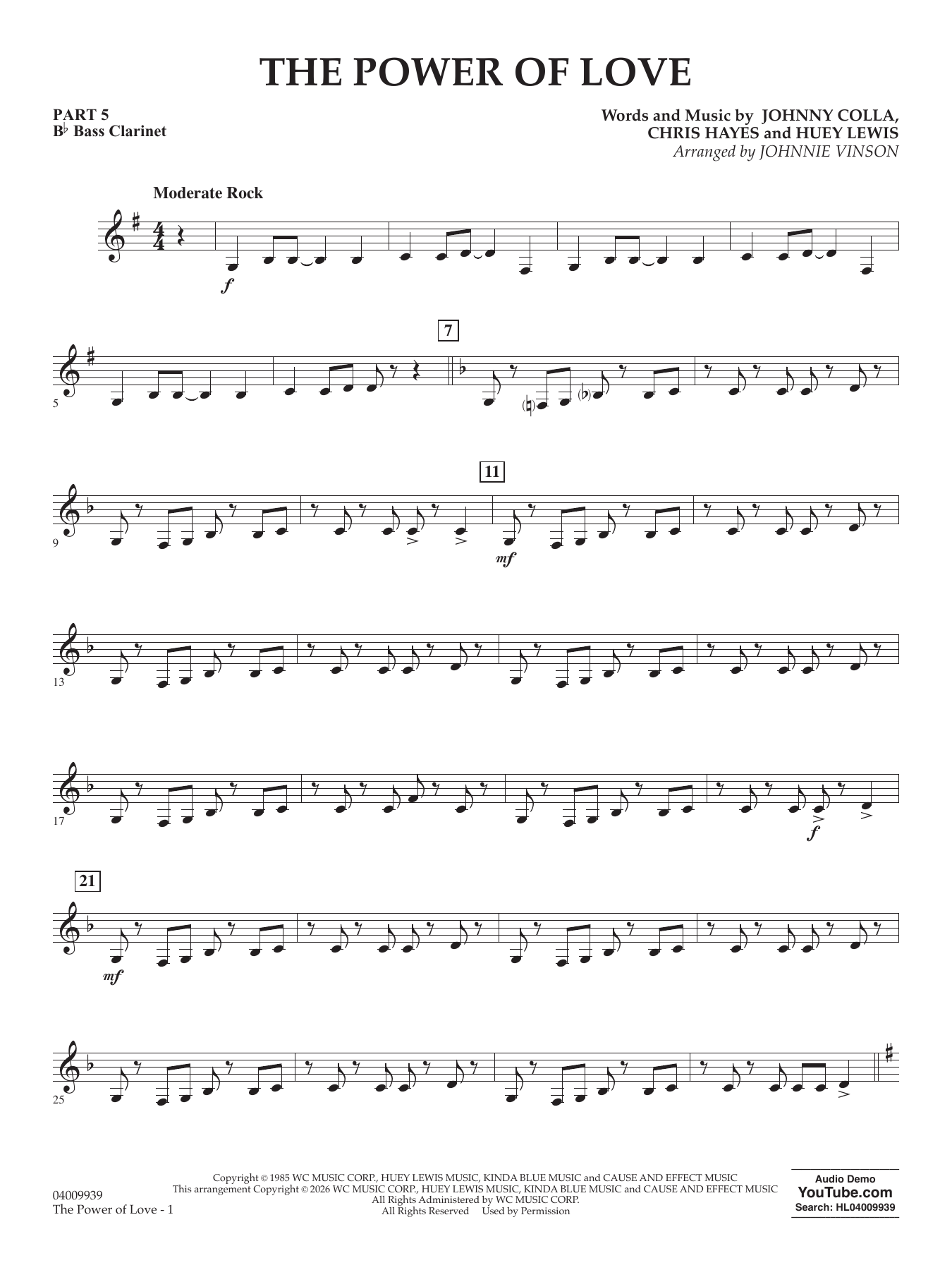 The Power Of Love (arr. Johnnie Vinson) - Pt.5 - Bb Bass Clarinet