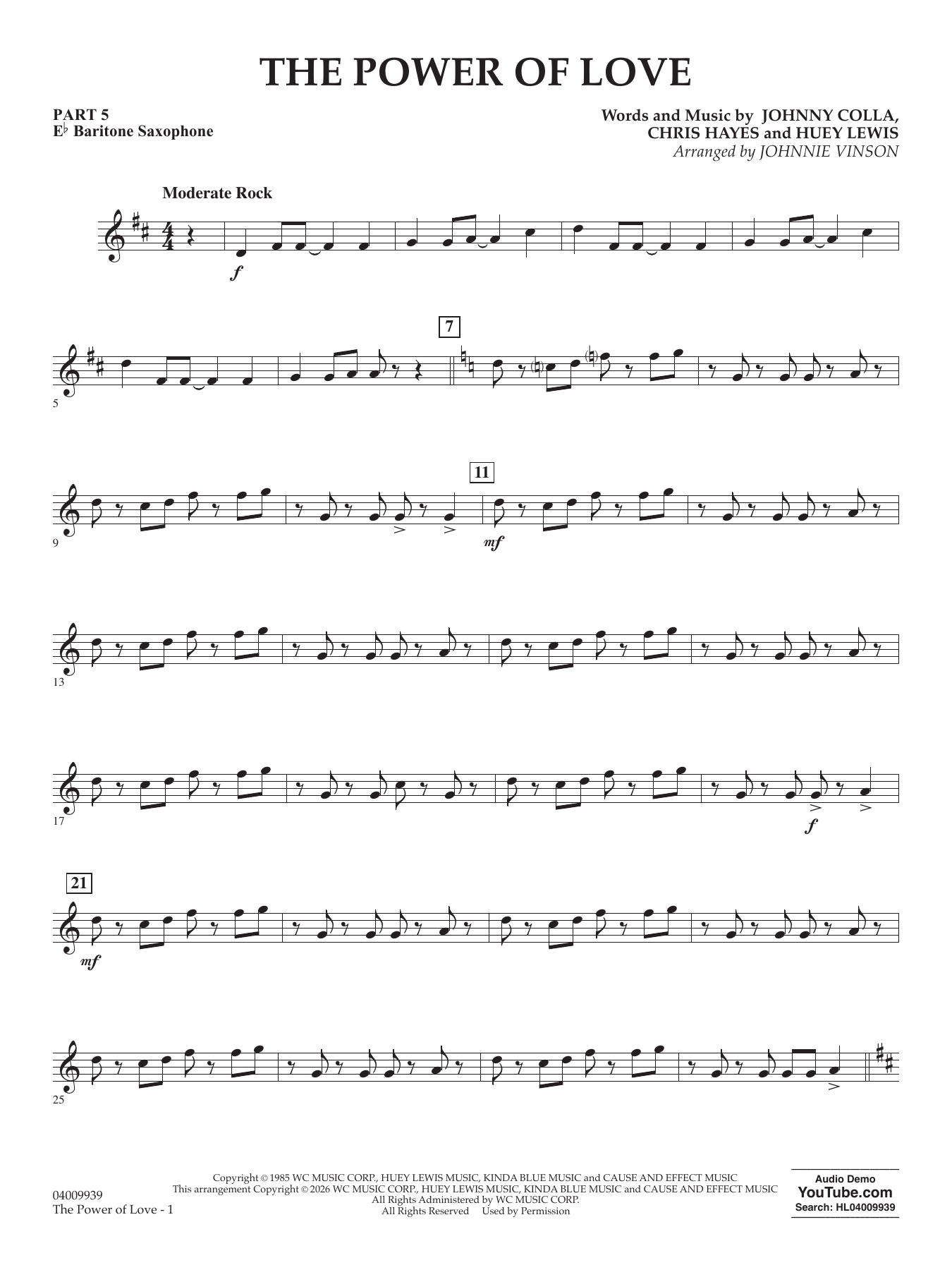 The Power Of Love (arr. Johnnie Vinson) - Pt.5 - Eb Baritone Saxophone