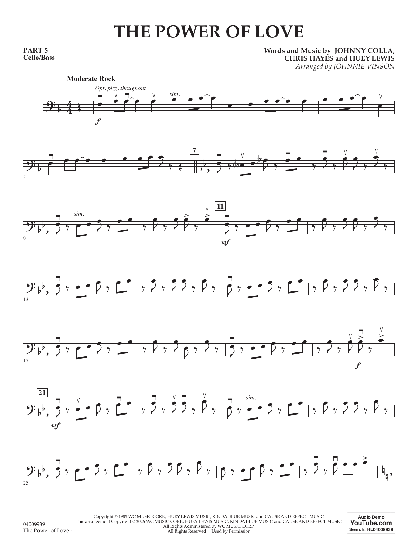 The Power Of Love (arr. Johnnie Vinson) - Pt. 5 - Cello/Bass