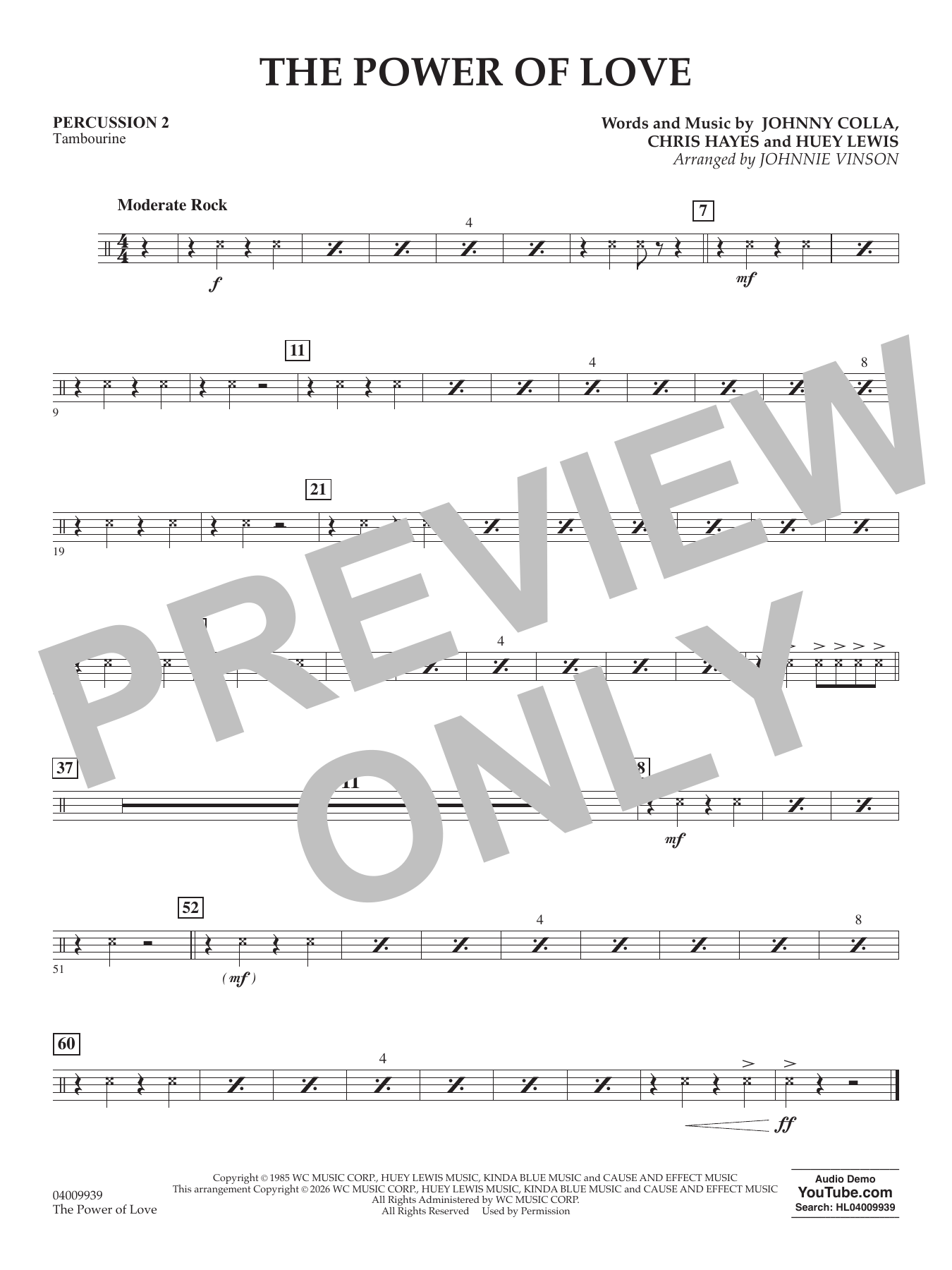 The Power Of Love (arr. Johnnie Vinson) - Percussion 2
