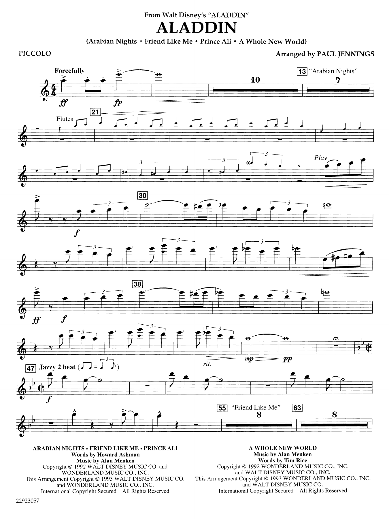 Aladdin (Medley) (arr. Paul Jennings) - Piccolo