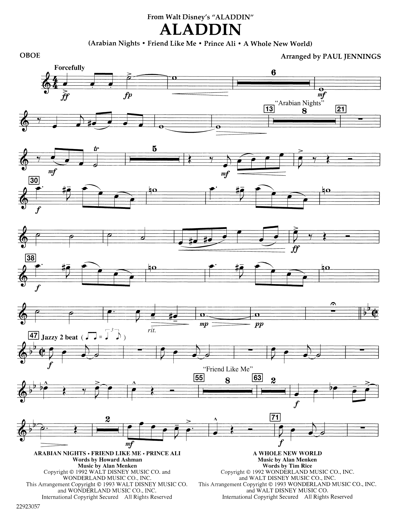 Aladdin (Medley) (arr. Paul Jennings) - Oboe