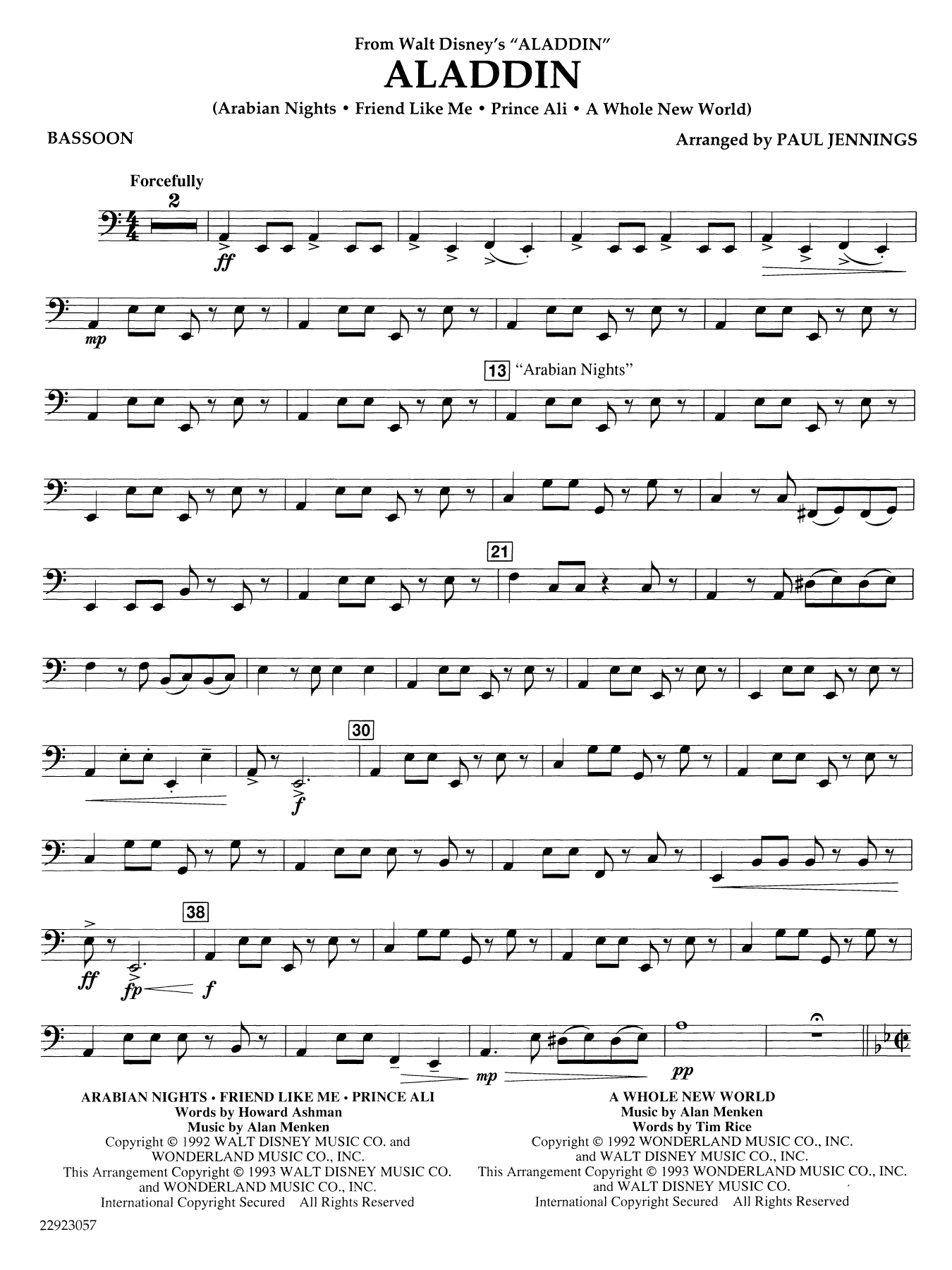 Aladdin (Medley) (arr. Paul Jennings) - Bassoon