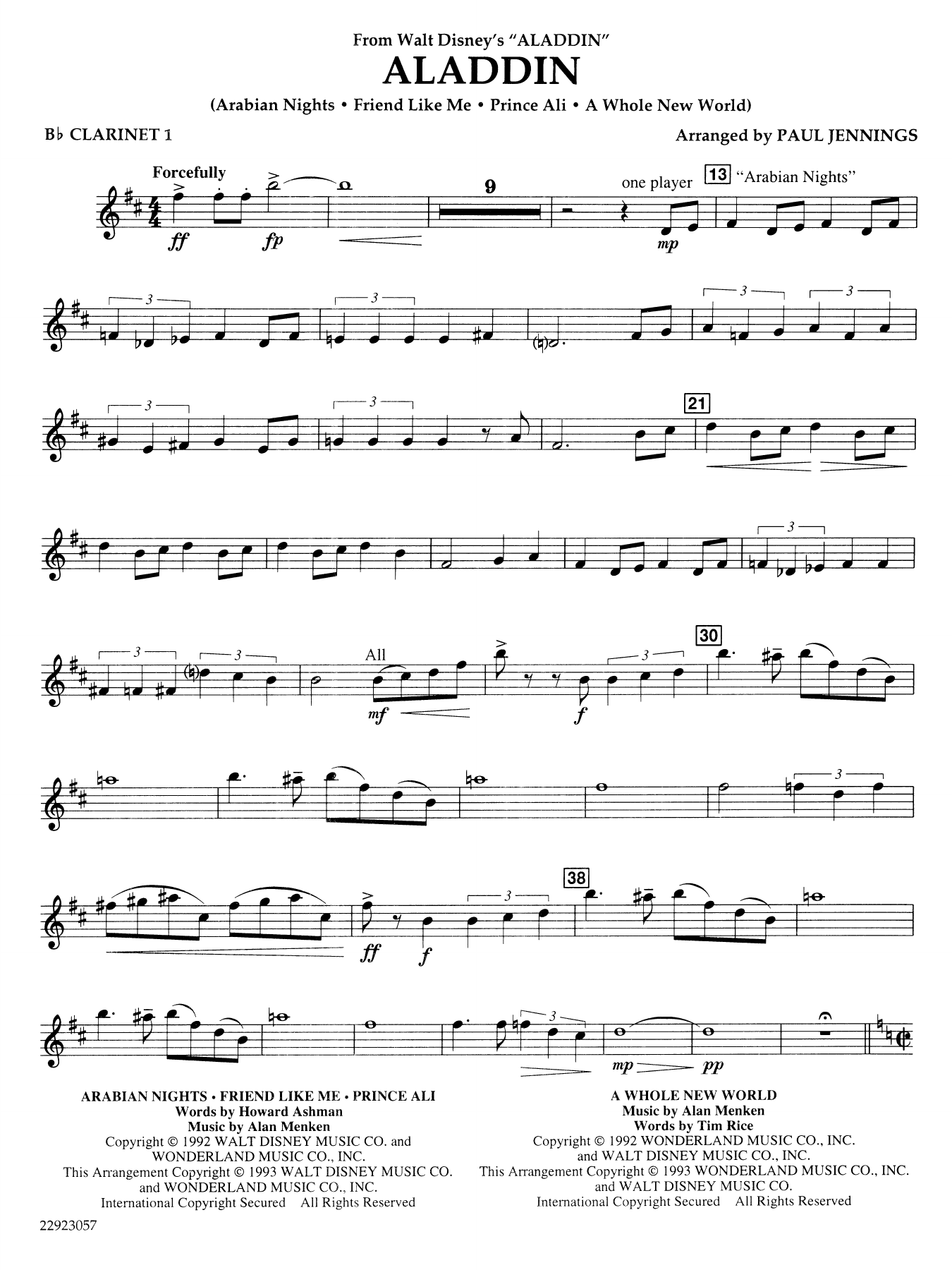 Aladdin (Medley) (arr. Paul Jennings) - Bb Clarinet 1