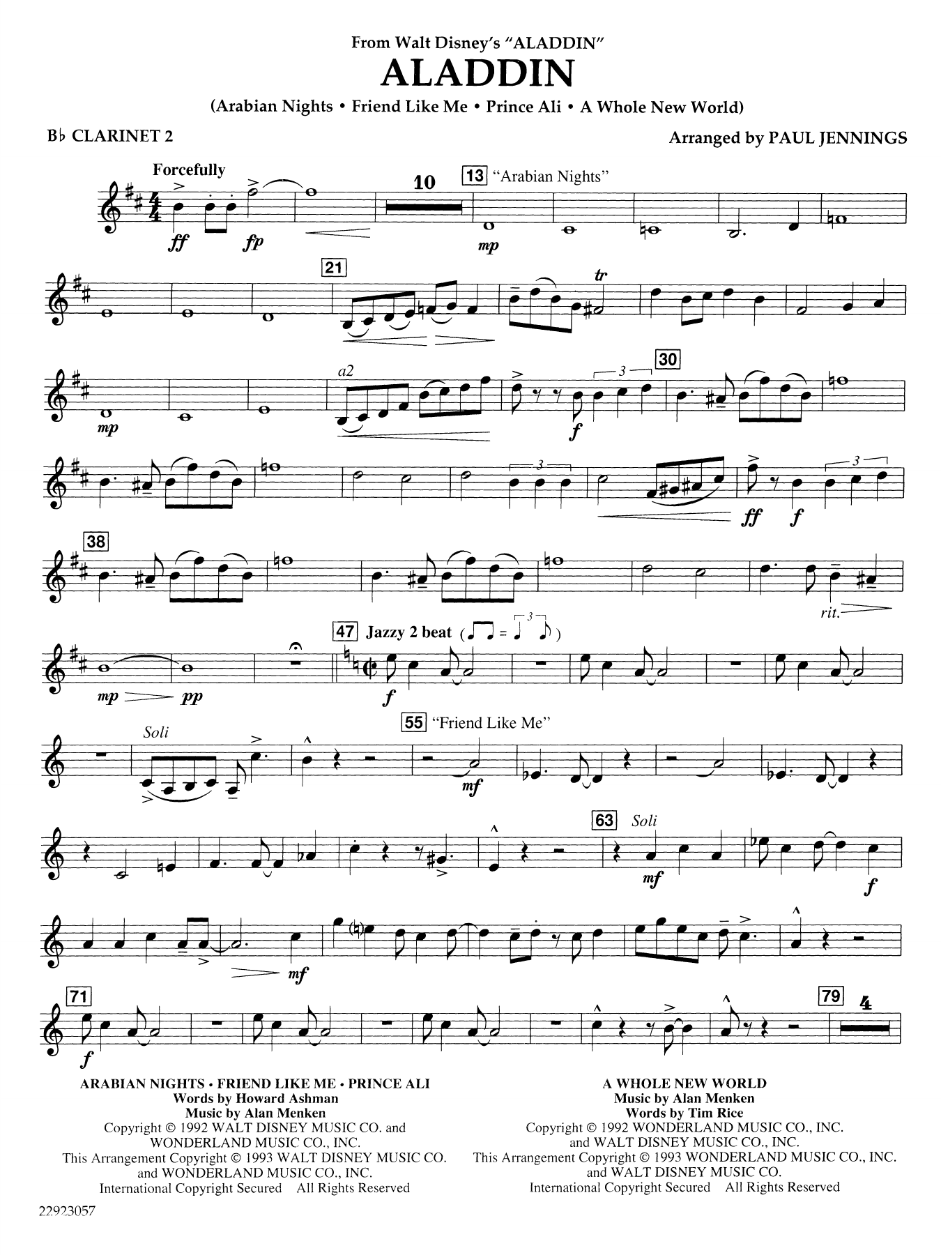 Aladdin (Medley) (arr. Paul Jennings) - Bb Clarinet 2
