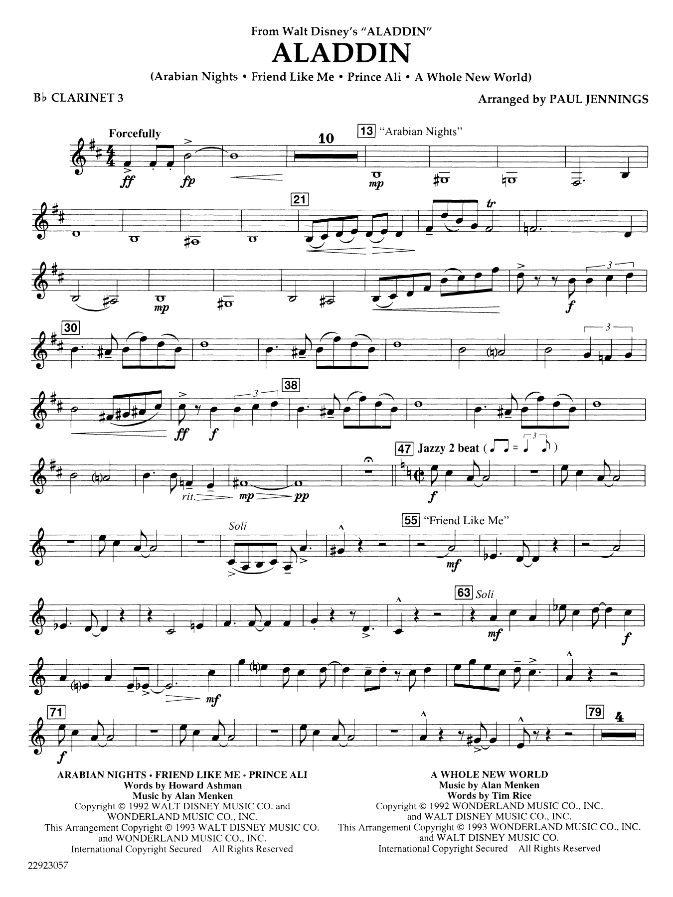 Aladdin (Medley) (arr. Paul Jennings) - Bb Clarinet 3