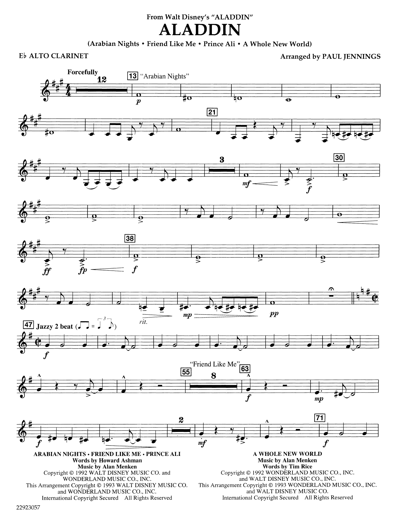 Aladdin (Medley) (arr. Paul Jennings) - Eb Alto Clarinet
