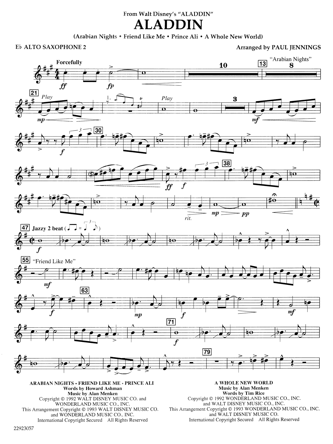 Aladdin (Medley) (arr. Paul Jennings) - Eb Alto Saxophone 2