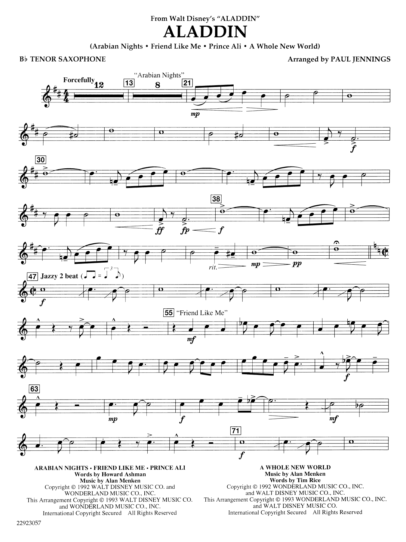 Aladdin (Medley) (arr. Paul Jennings) - Bb Tenor Saxophone