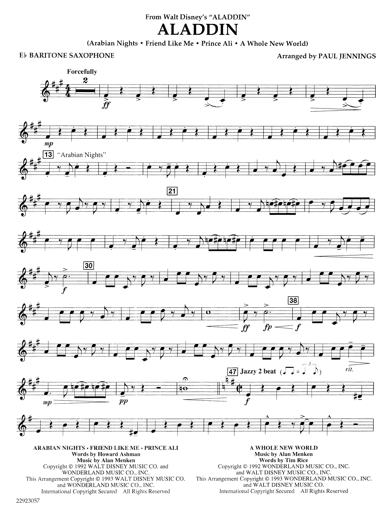 Aladdin (Medley) (arr. Paul Jennings) - Eb Baritone Saxophone