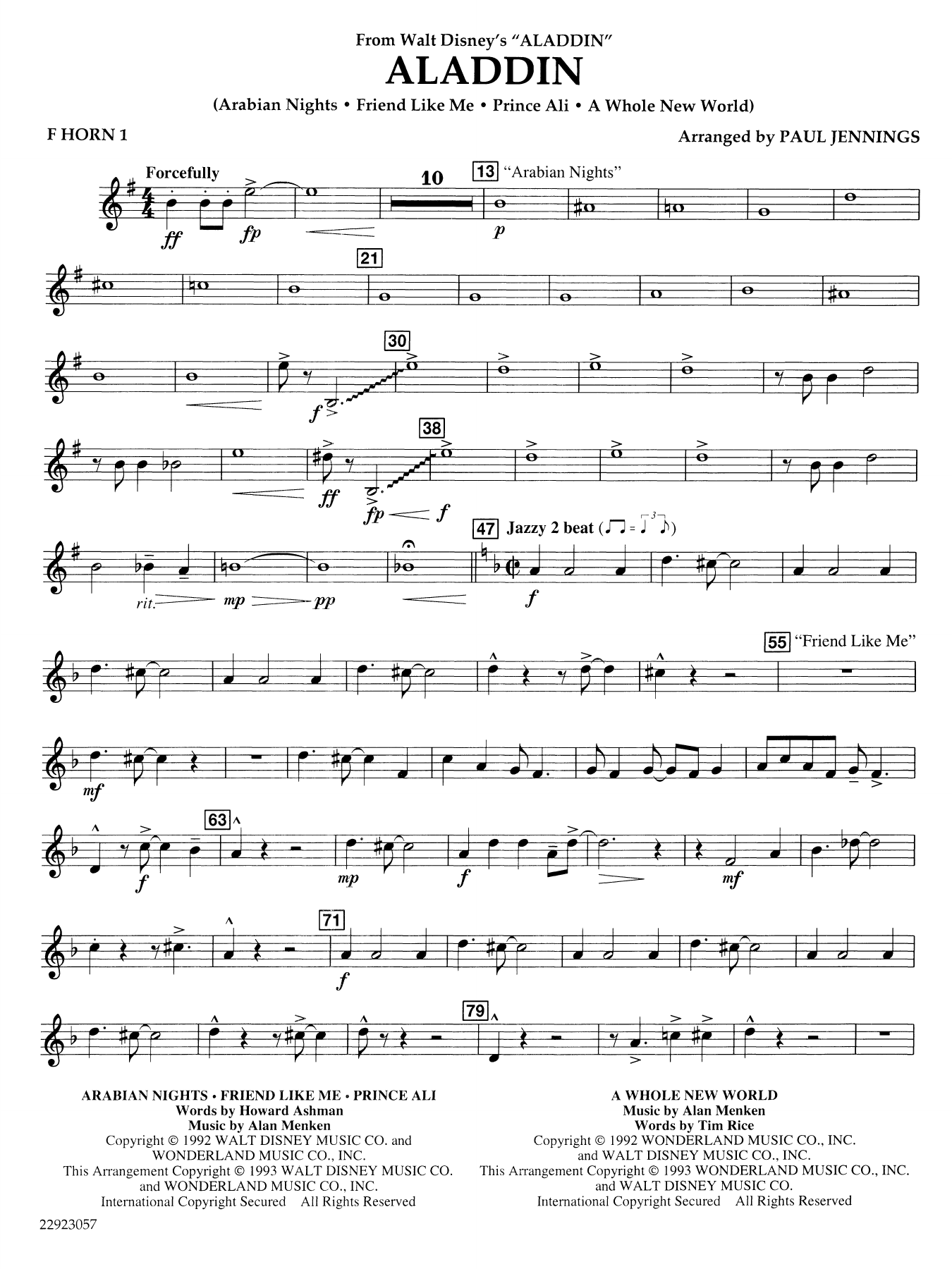 Aladdin (Medley) (arr. Paul Jennings) - F Horn 1