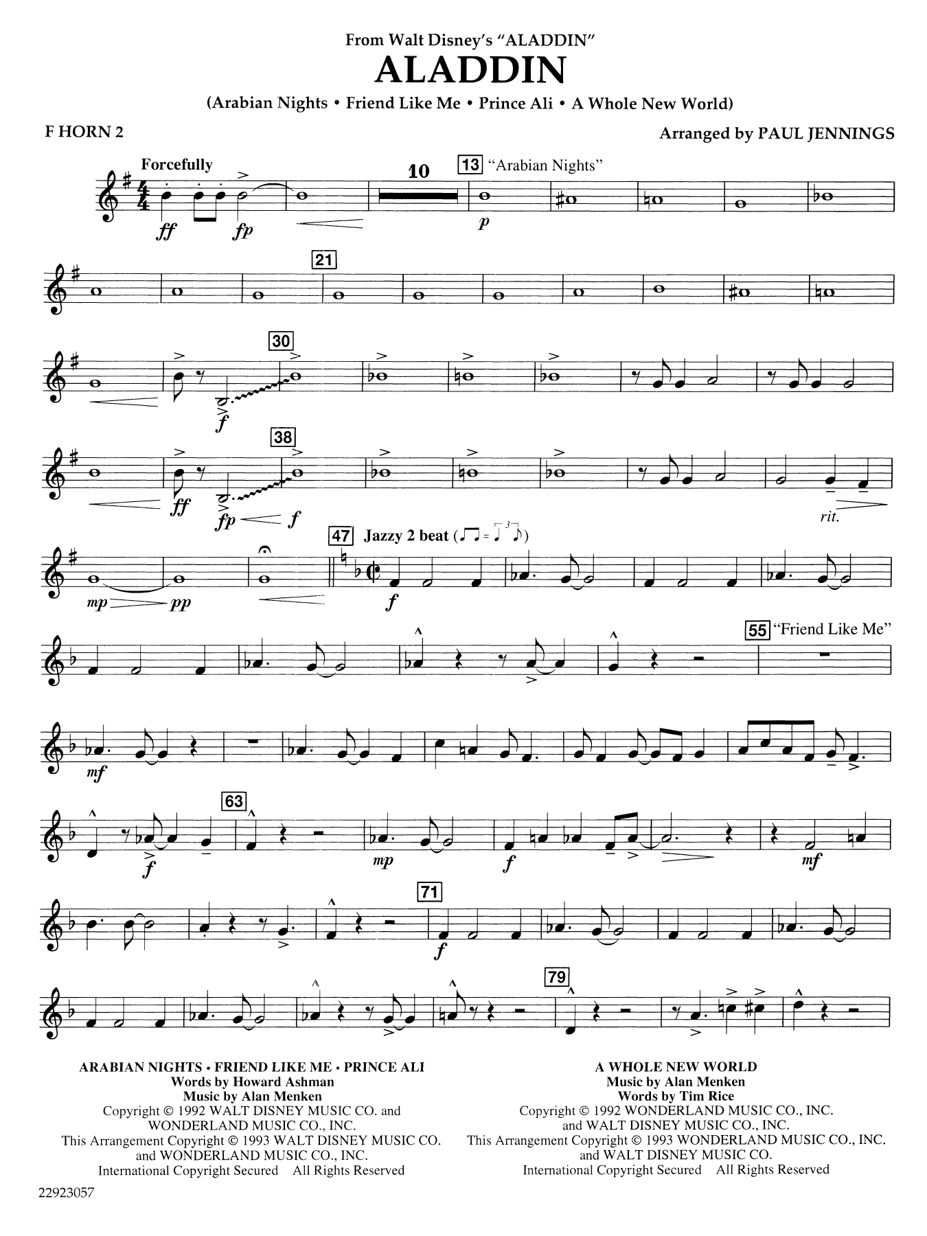 Aladdin (Medley) (arr. Paul Jennings) - F Horn 2