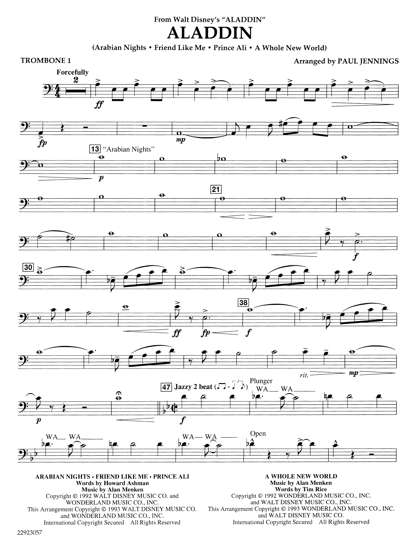 Aladdin (Medley) (arr. Paul Jennings) - Trombone 1