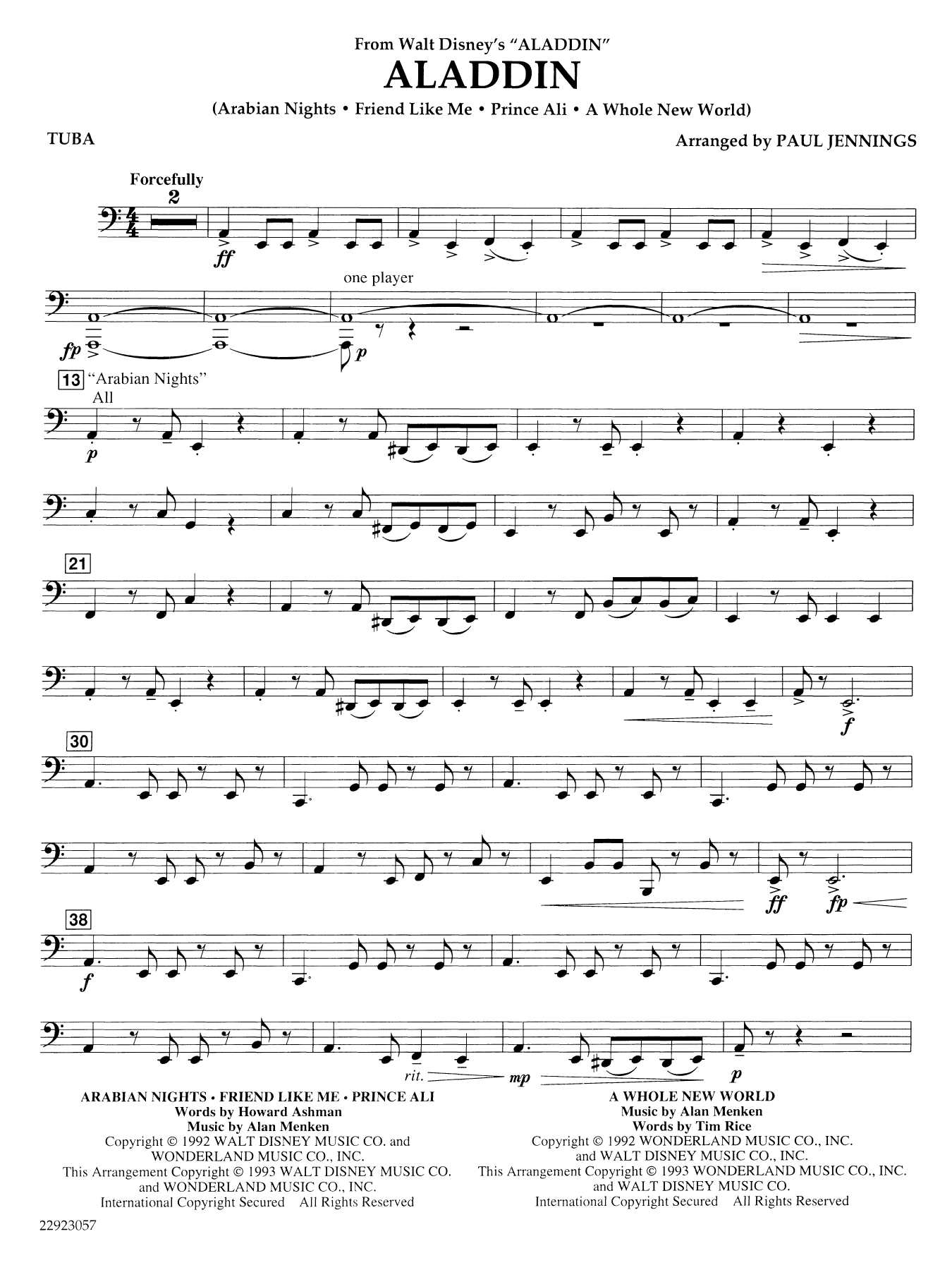 Aladdin (Medley) (arr. Paul Jennings) - Tuba