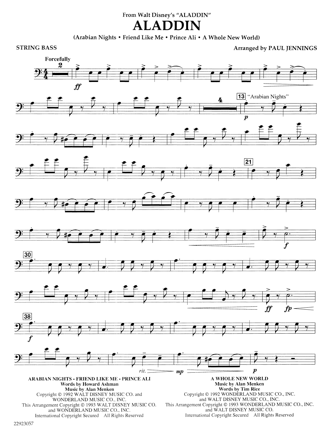 Aladdin (Medley) (arr. Paul Jennings) - String Bass