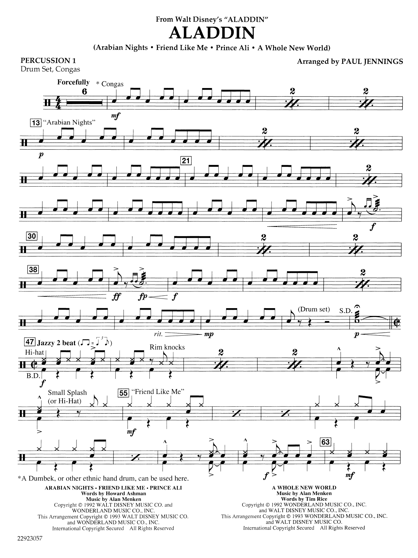 Aladdin (Medley) (arr. Paul Jennings) - Percussion 1