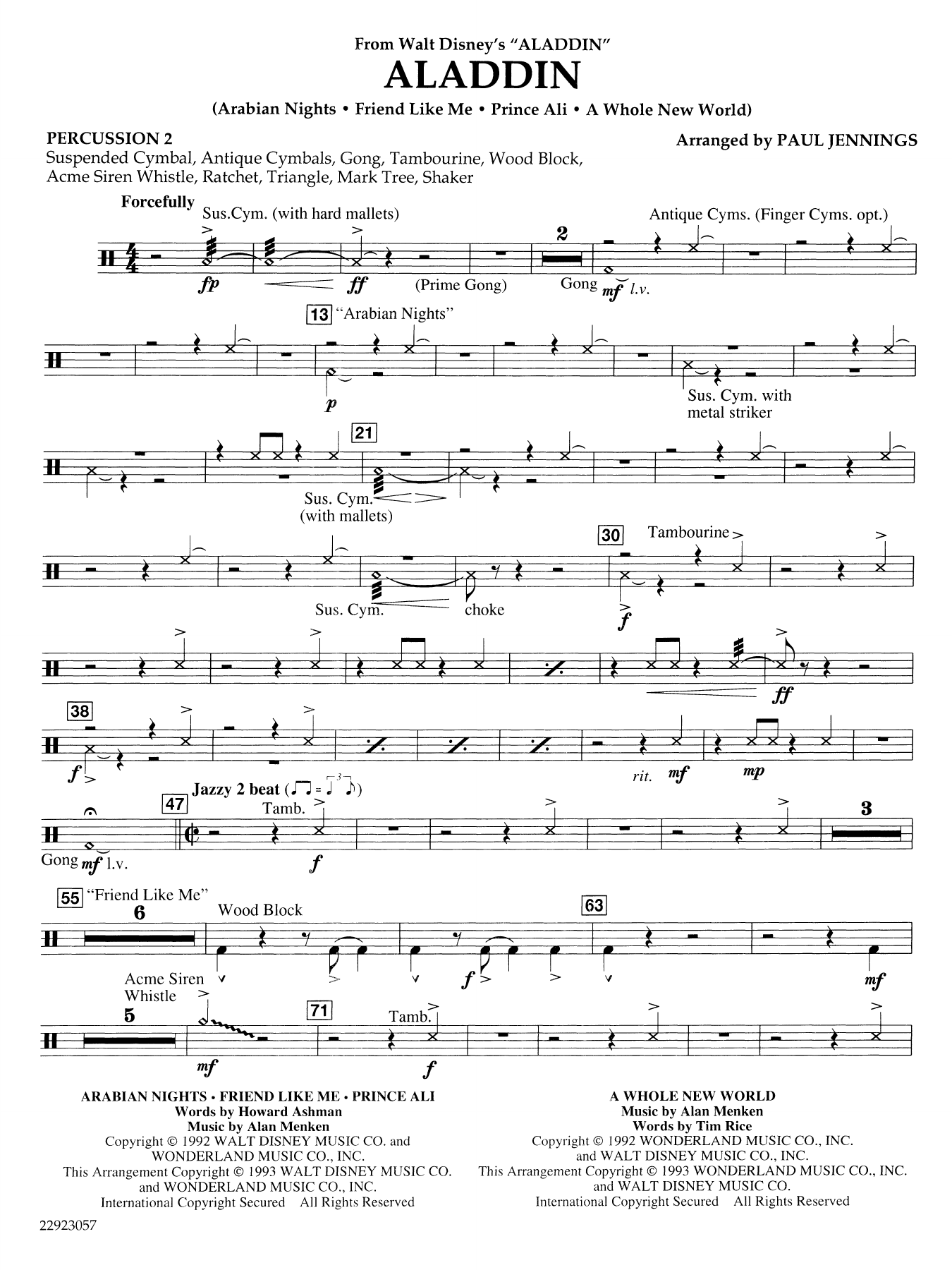 Aladdin (Medley) (arr. Paul Jennings) - Percussion 2