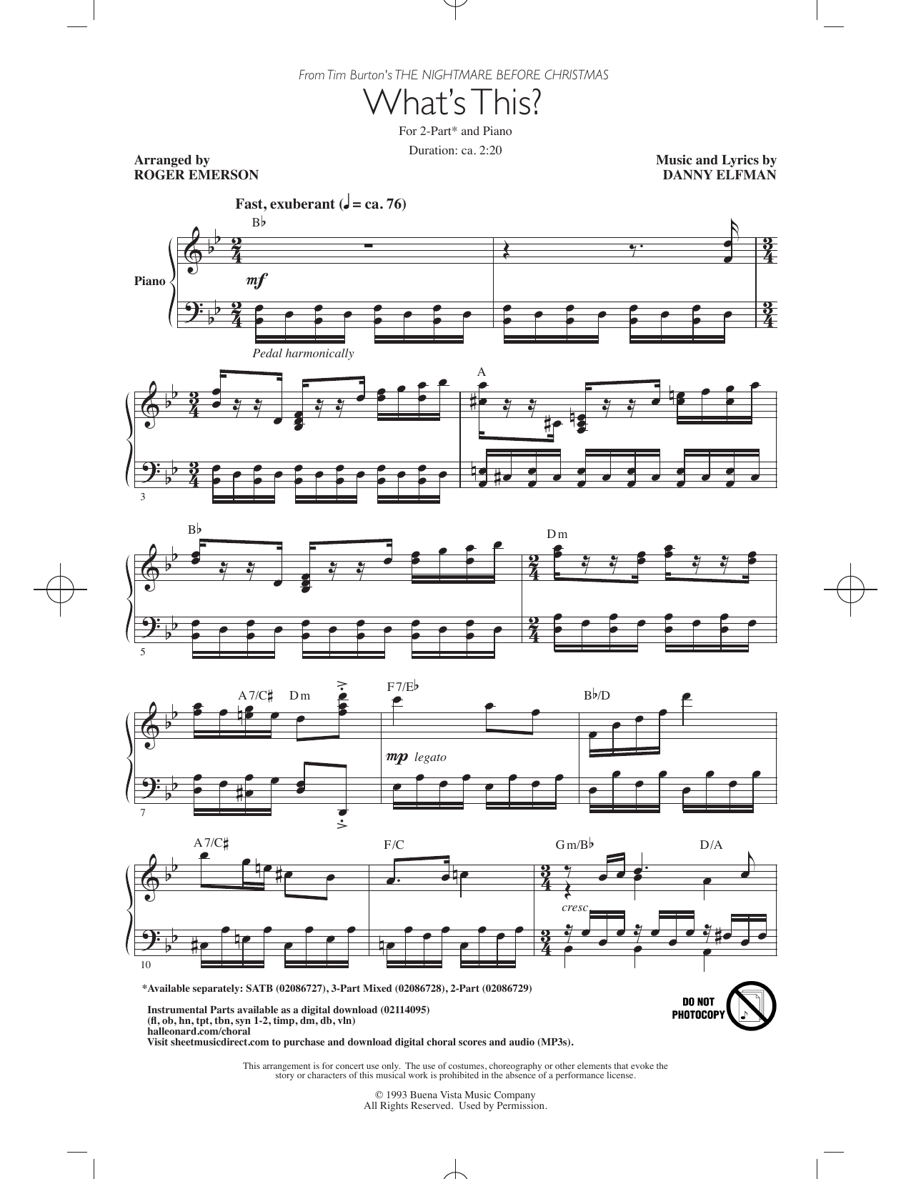 What's This? (arr. Roger Emerson): 2-Part Choral Octavo