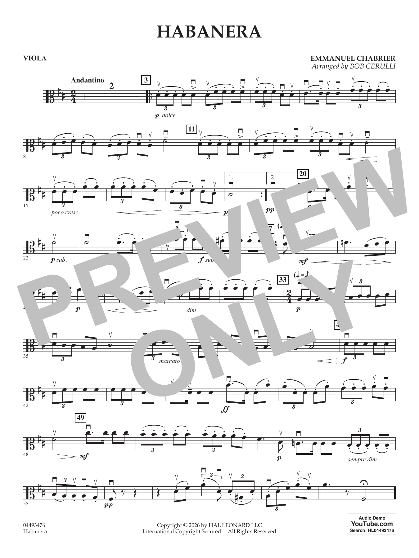 Habañera (arr. Bob Cerulli) - Viola