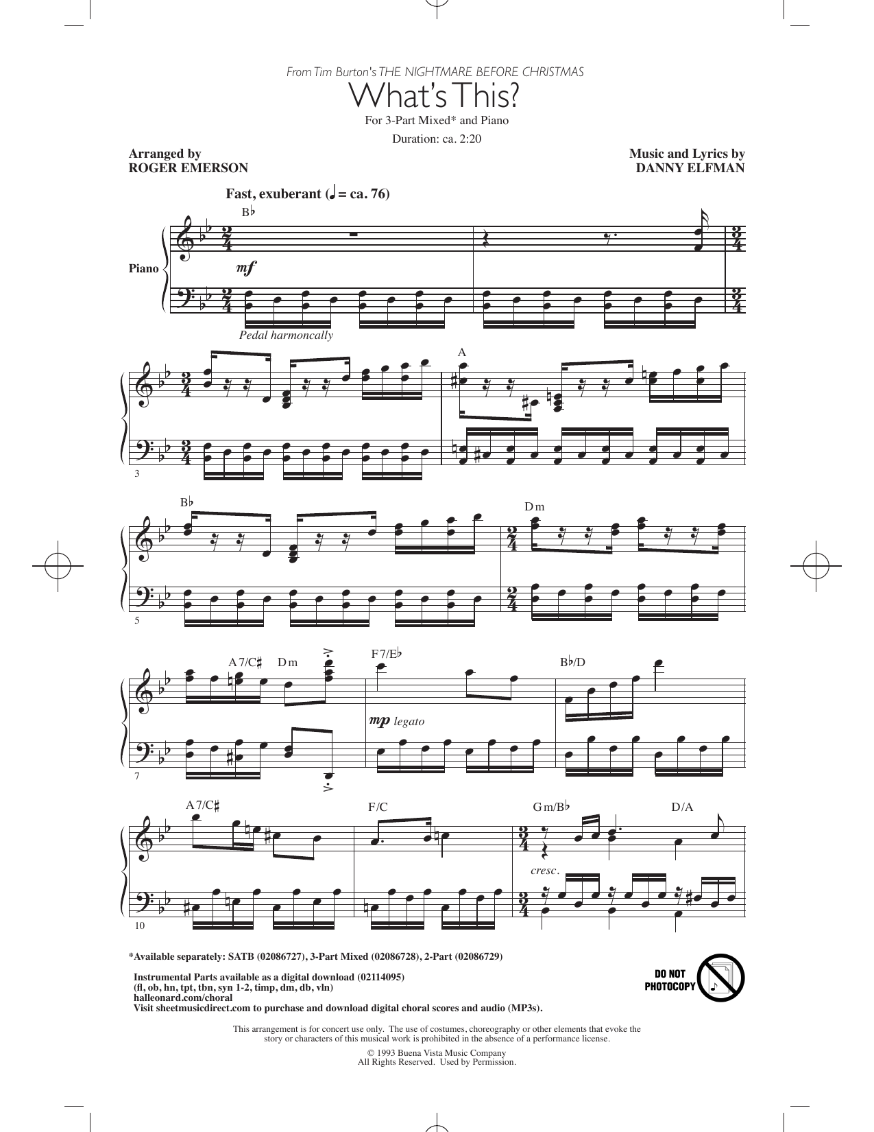 What's This? (arr. Roger Emerson): 3-Part Mixed Choral Octavo