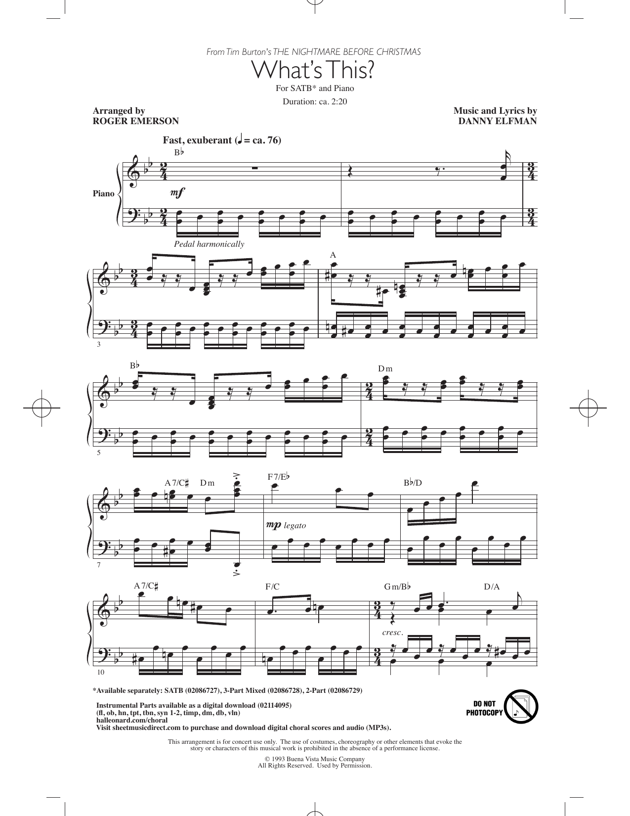 What's This? (arr. Roger Emerson): SATB Choral Octavo