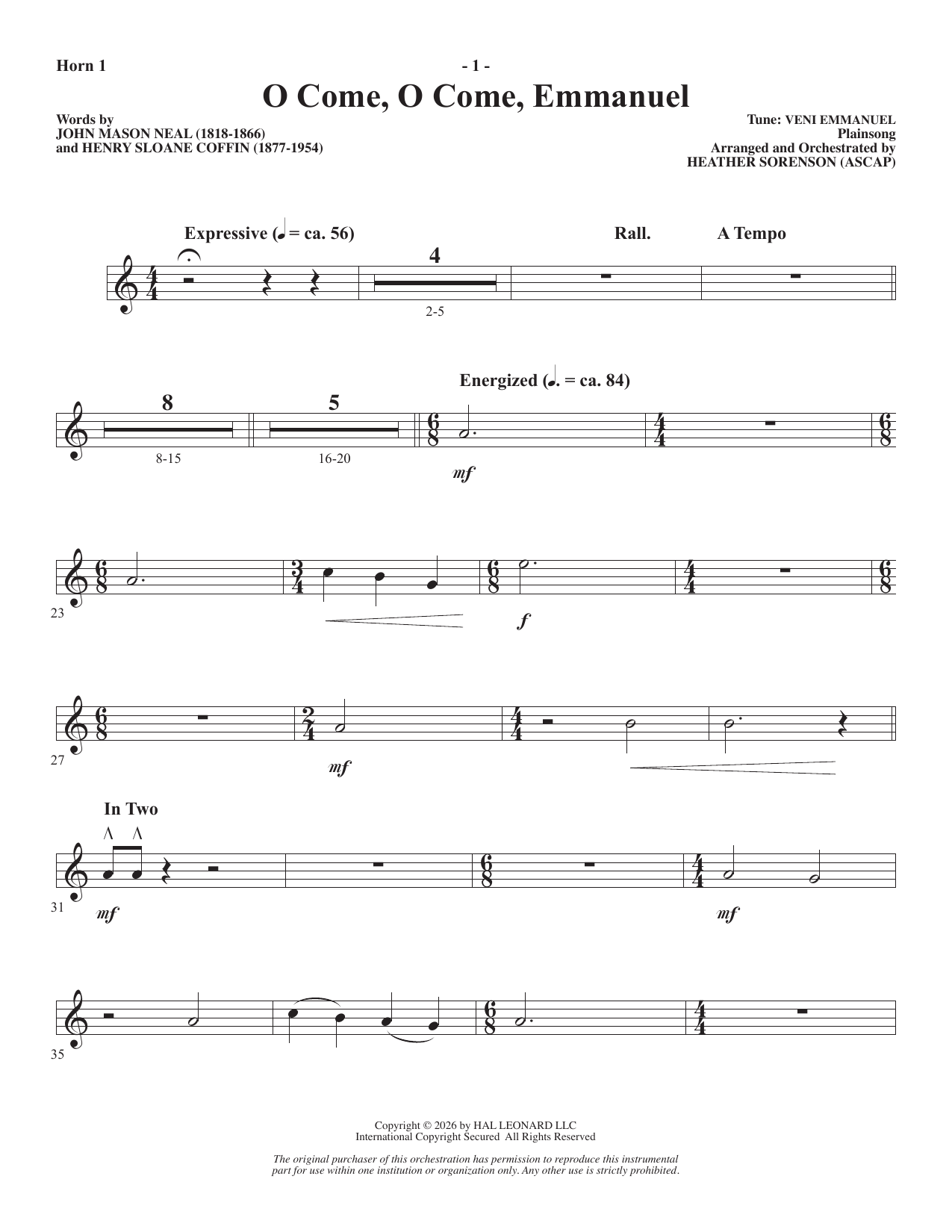 A Carol Mosaic - Horn 1: Choral Instrumental Pak