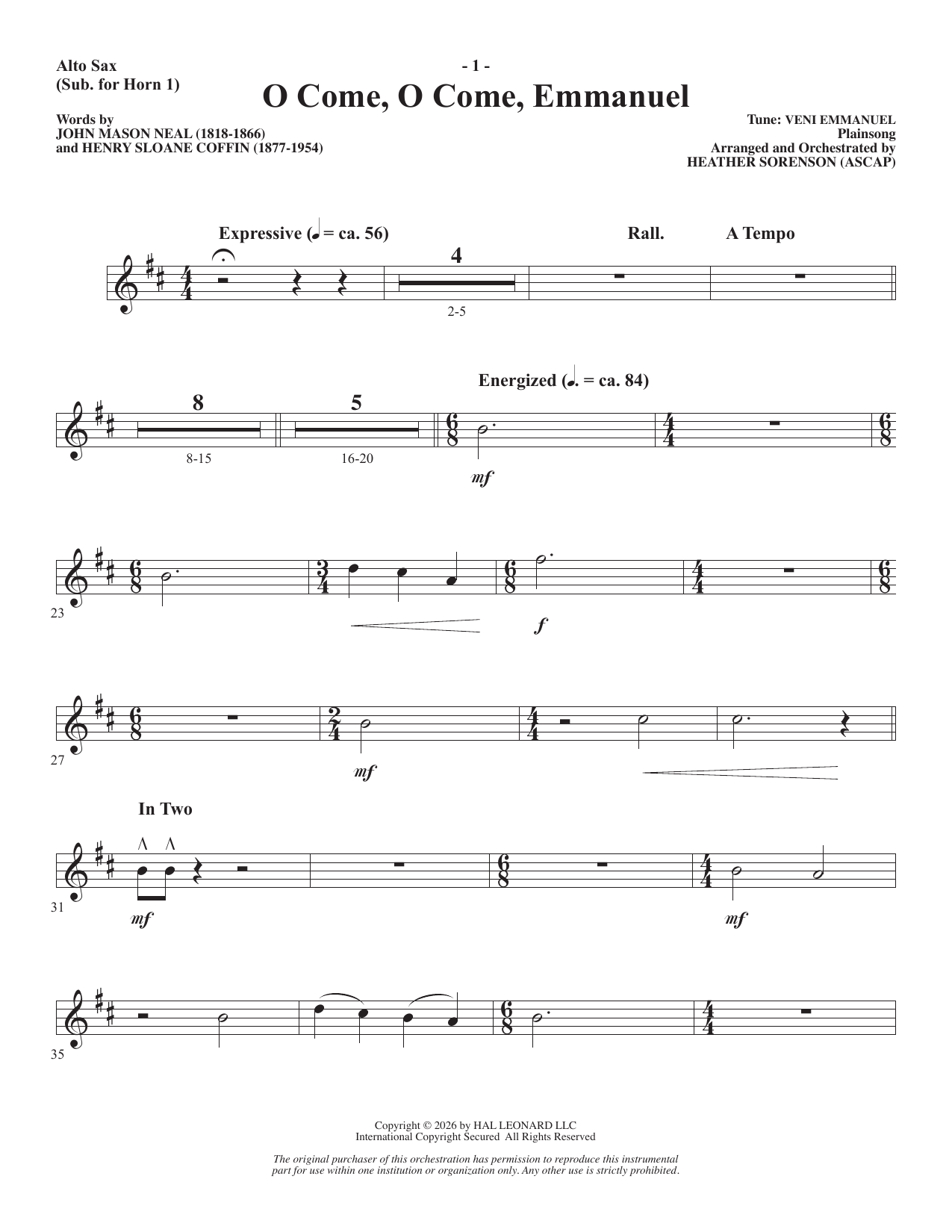A Carol Mosaic - Alto Sax (sub. Horn 1): Choral Instrumental Pak