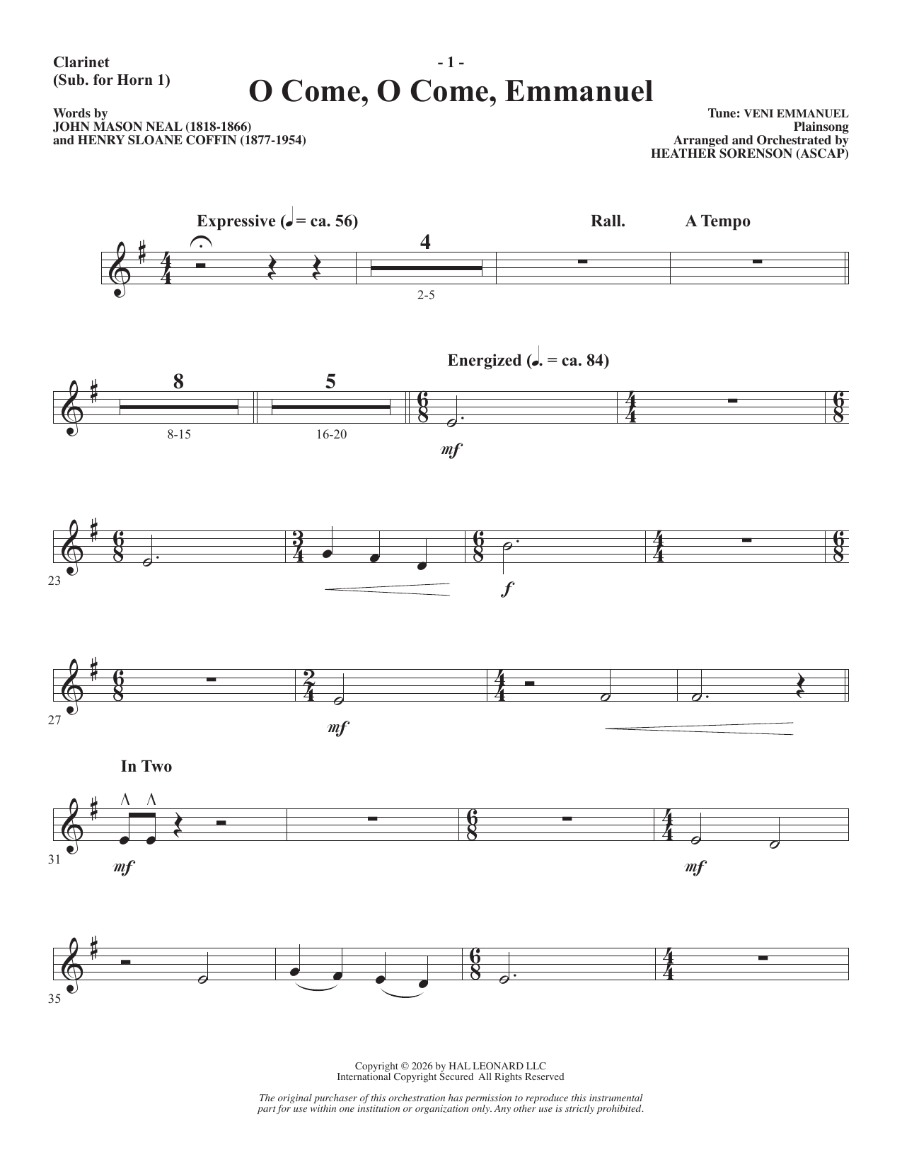 A Carol Mosaic - Clarinet (sub Horn 1): Choral Instrumental Pak