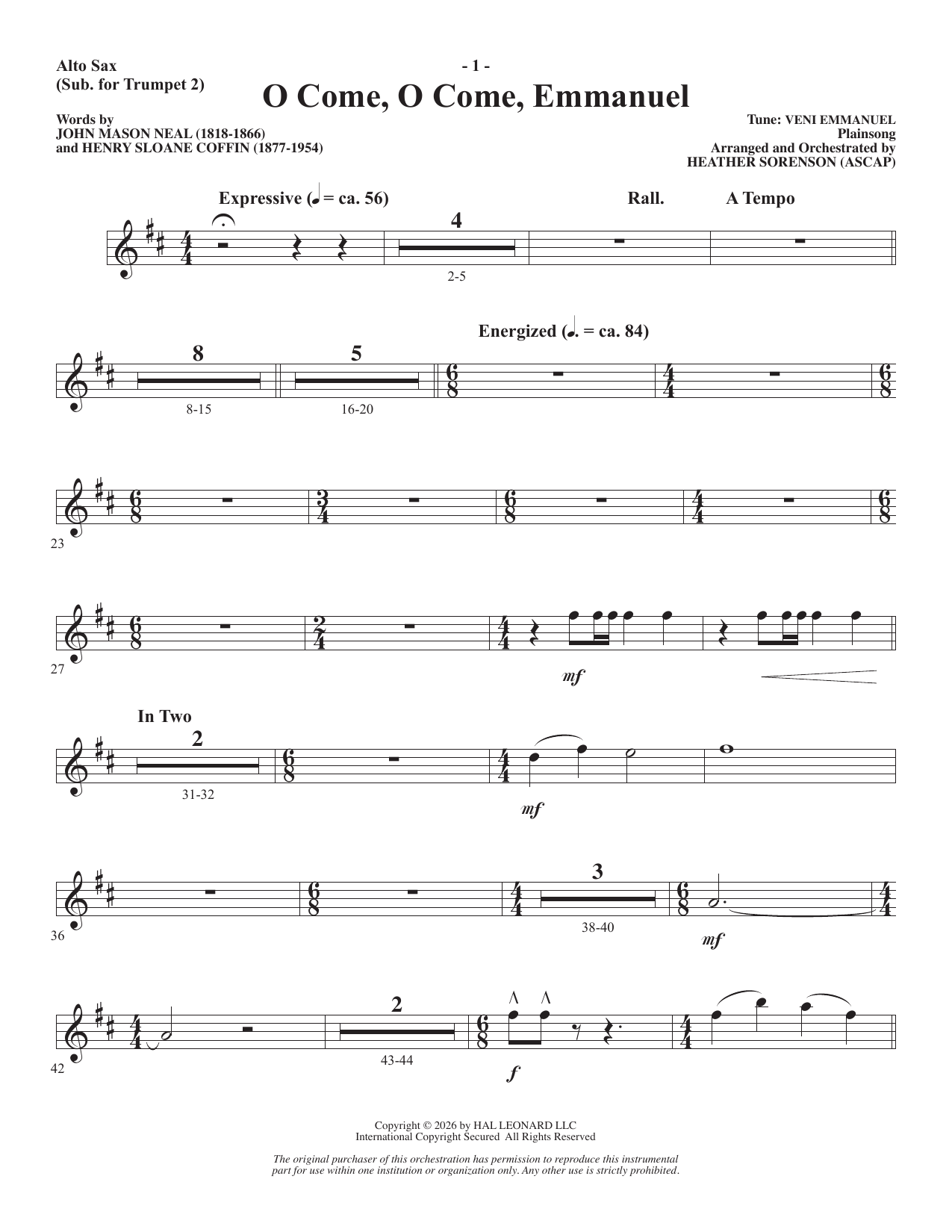 A Carol Mosaic - Alto Sax (sub. Trumpet 2): Choral Instrumental Pak